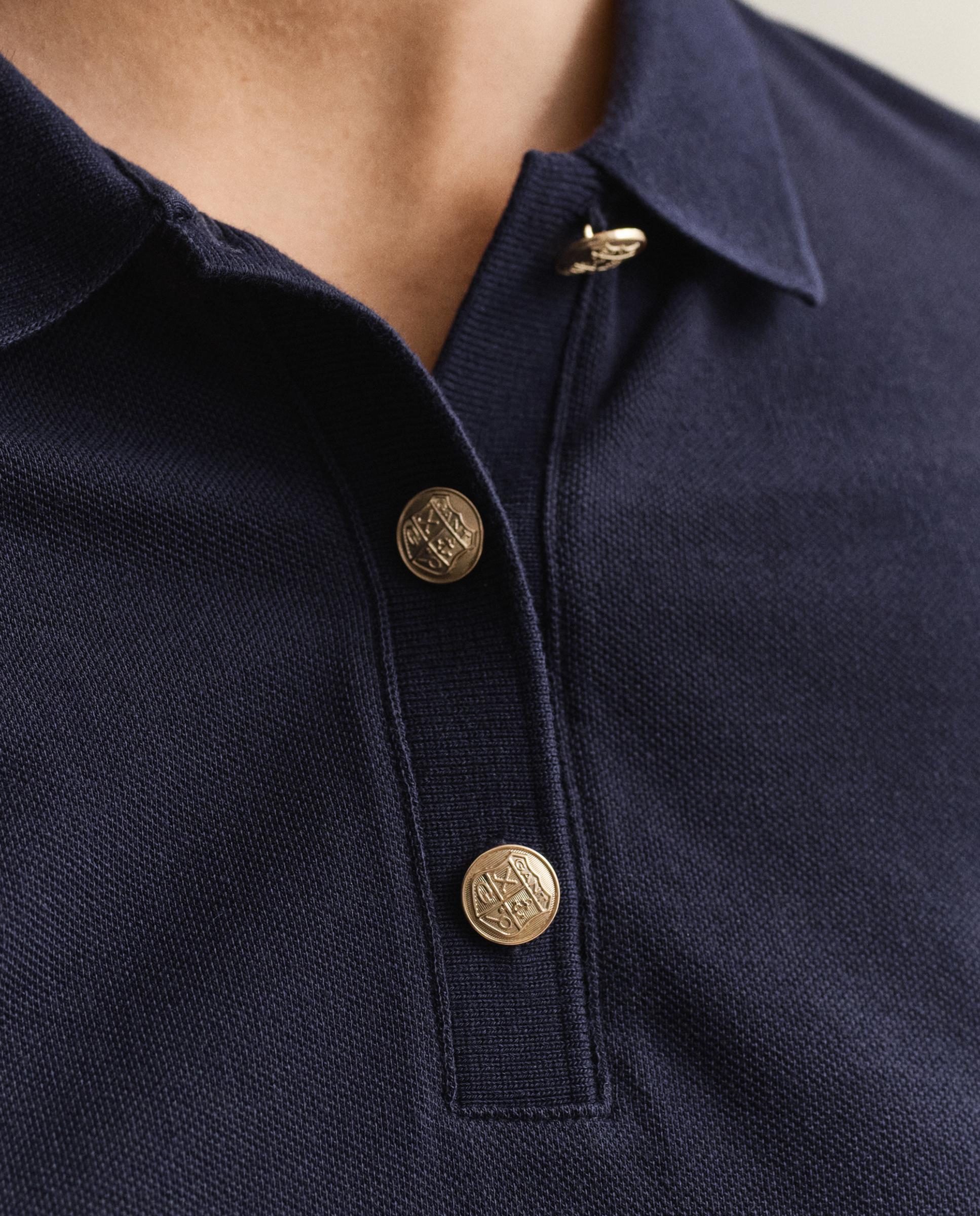 Polo de Manga Comprida Liso Azul-3