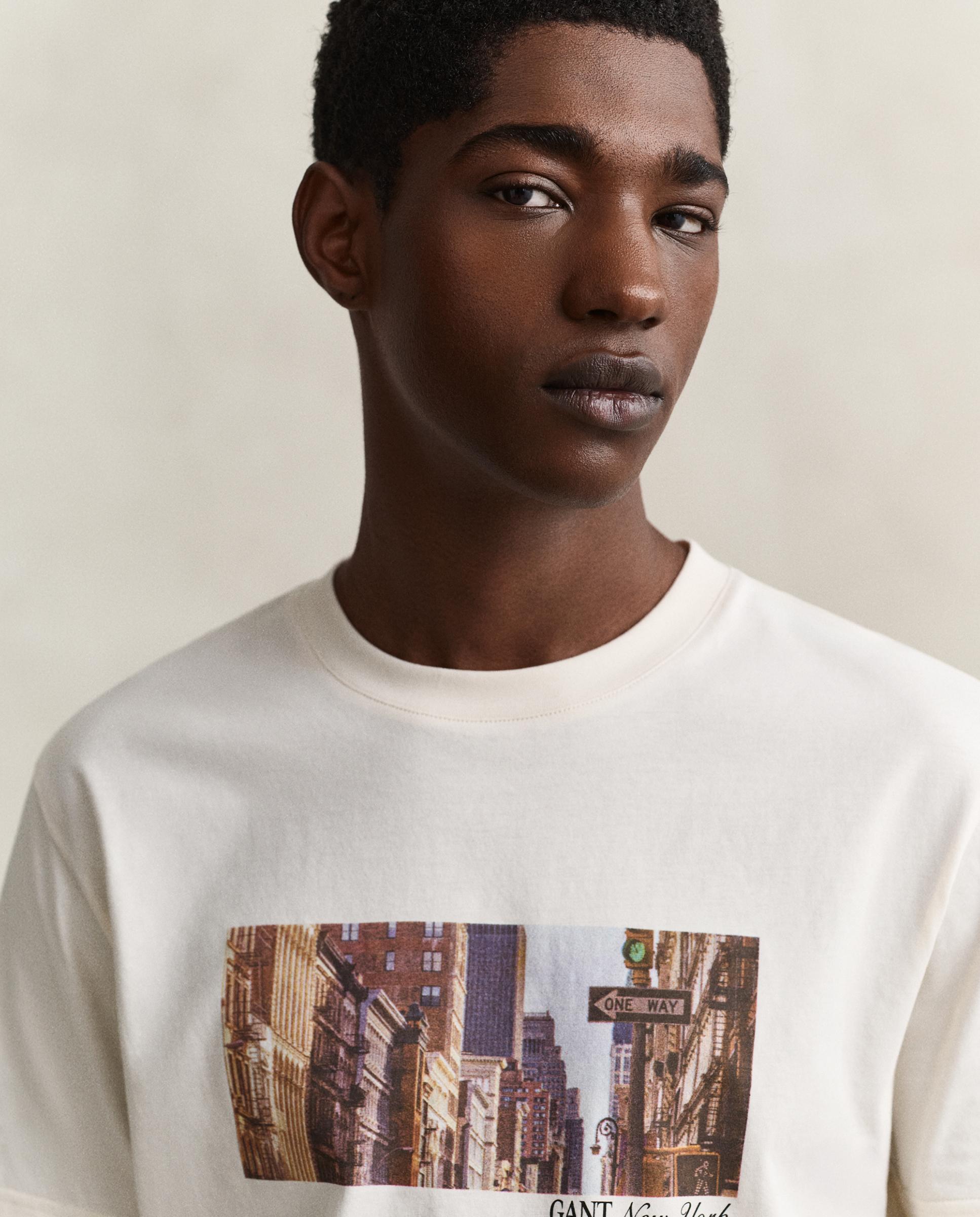 T-shirt de Manga Curta com Estampado Branco-2