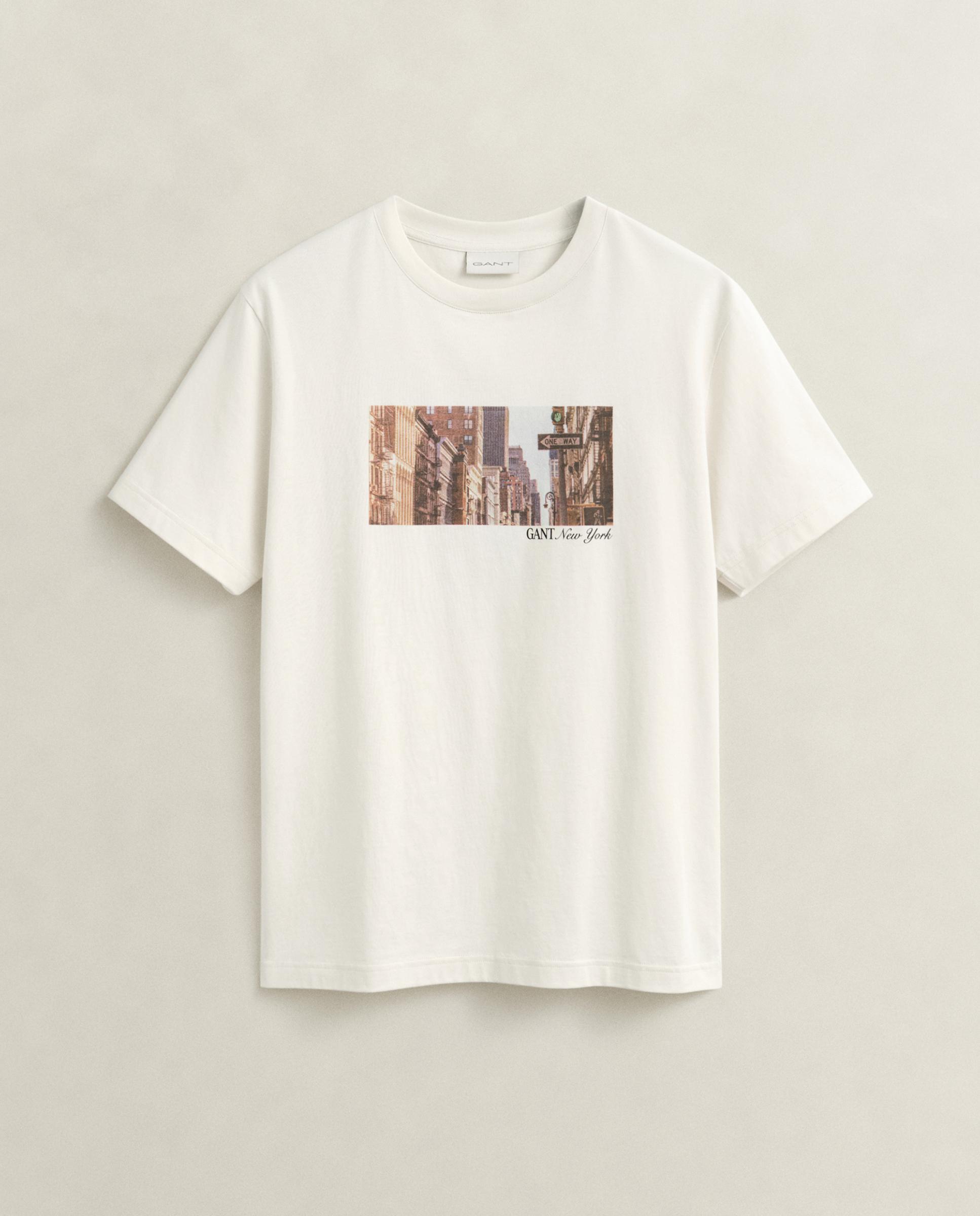 T-shirt de Manga Curta com Estampado Branco-5