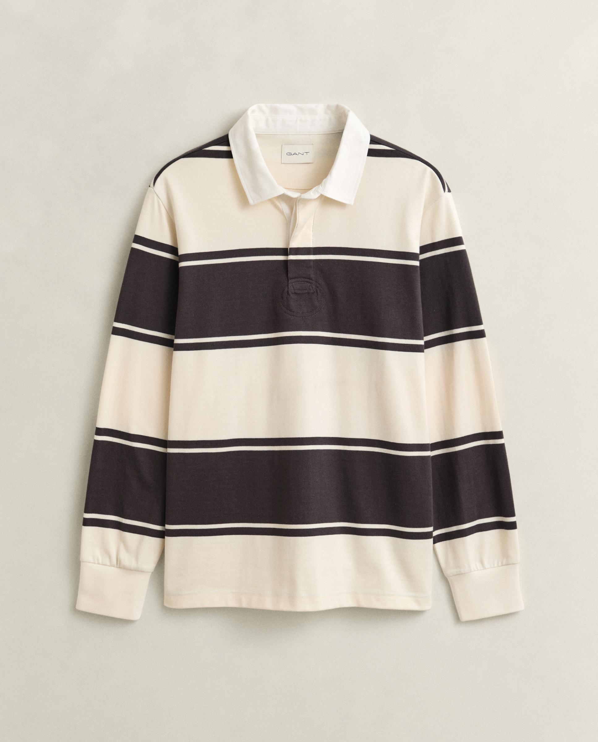 Polo de Manga Comprida Às Riscas Castanho-5