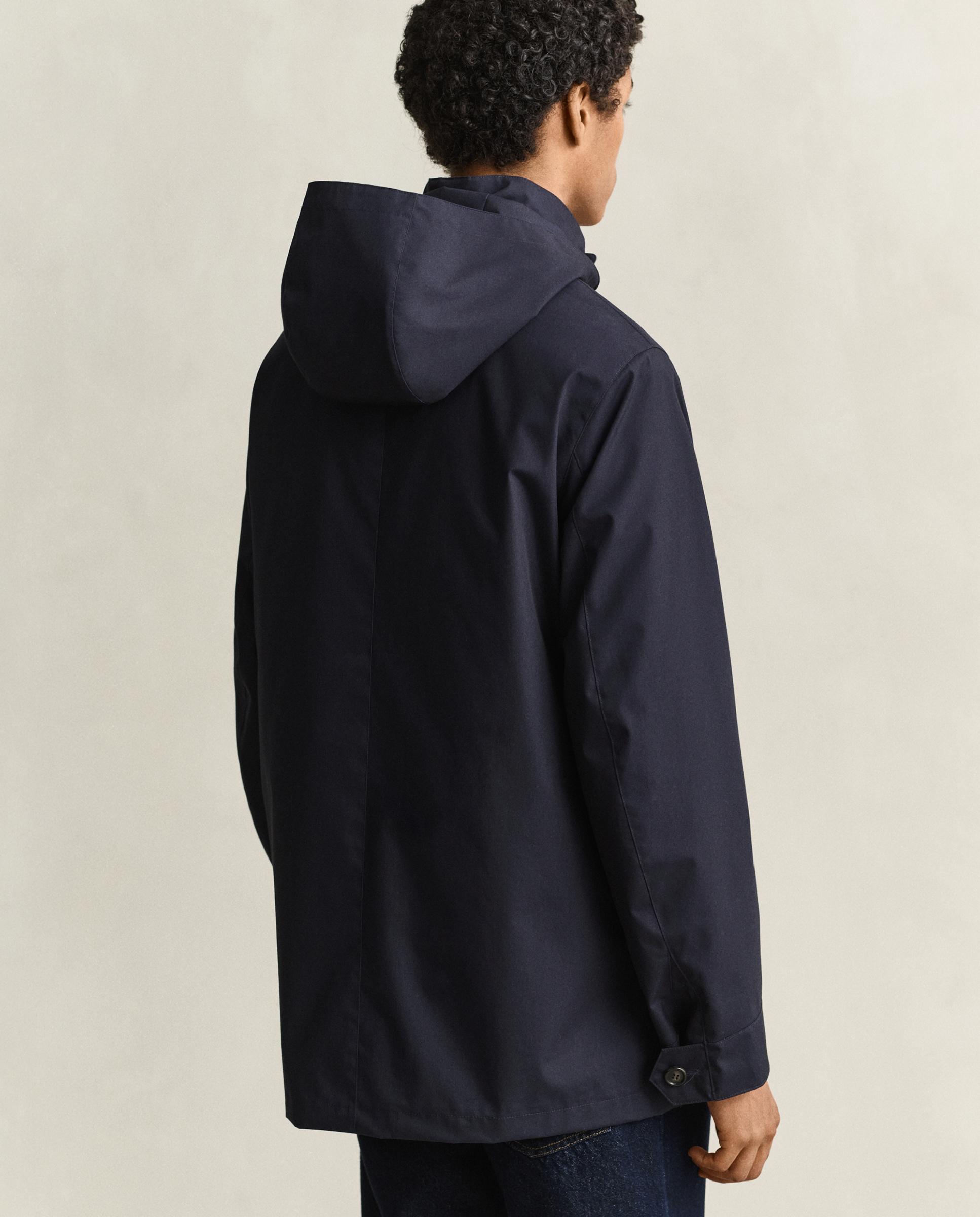 Parka com Capuz e Fecho Zip Azul-2