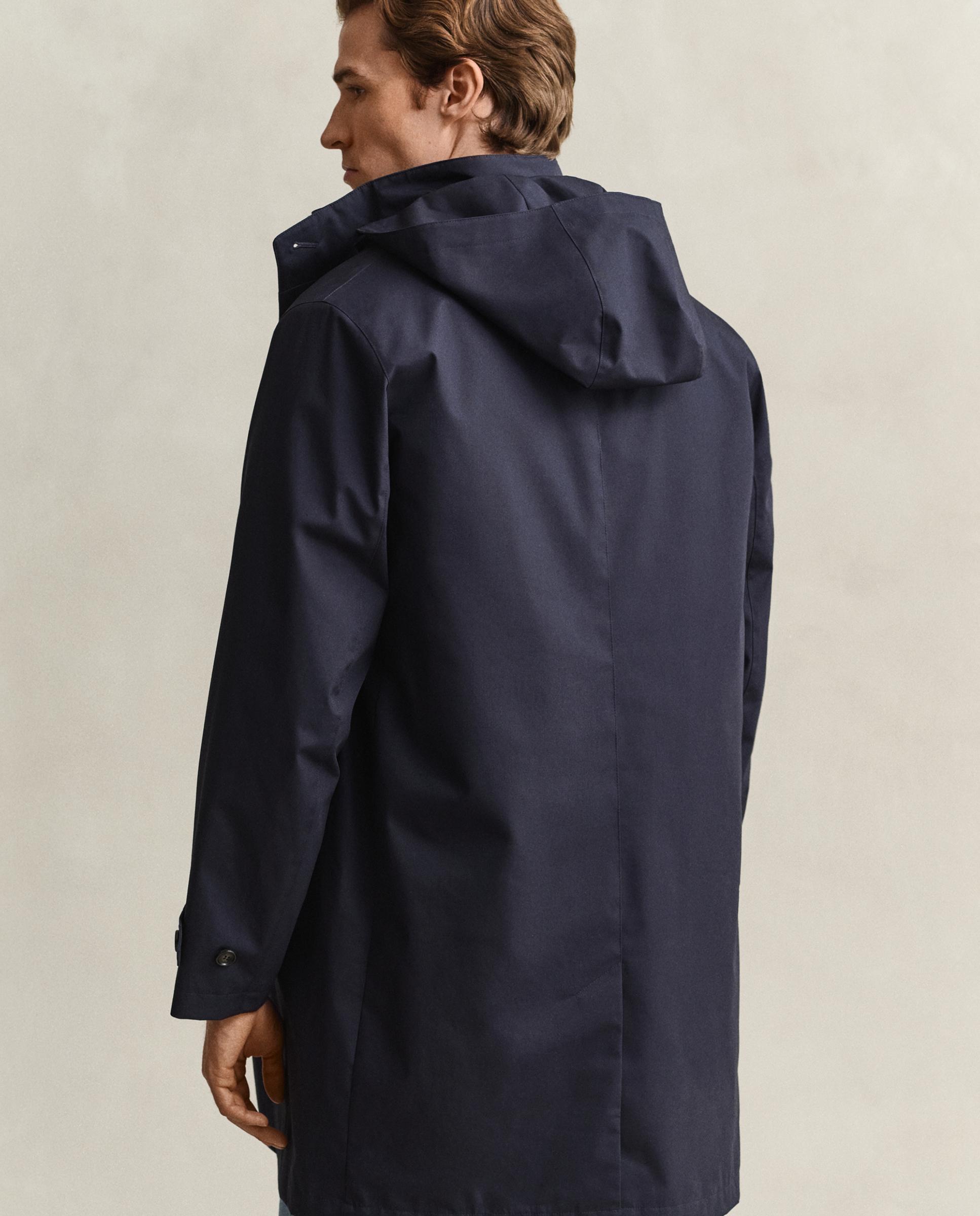 Parka com Capuz e Fecho Zip Azul-2