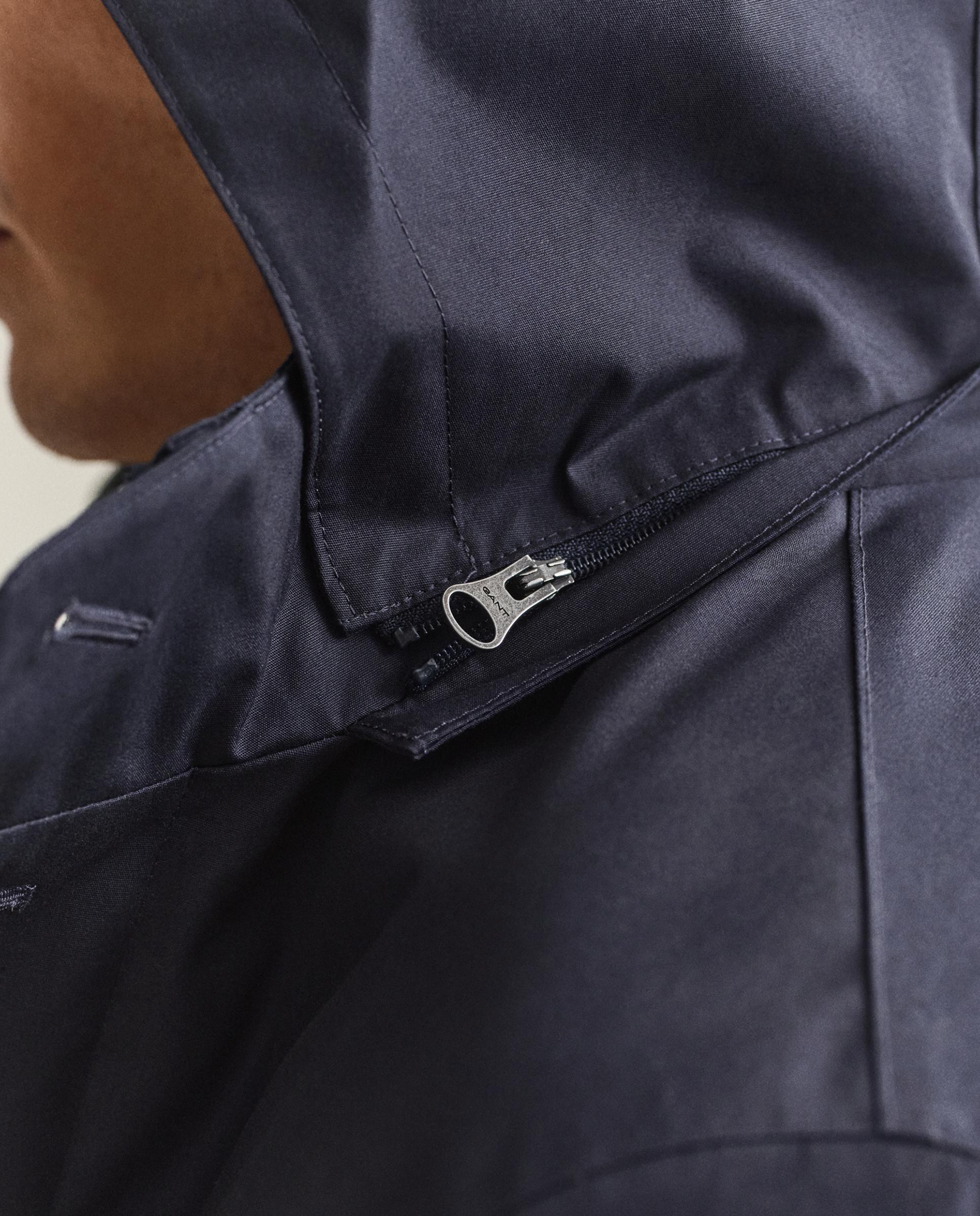 Parka com Capuz e Fecho Zip Azul-4