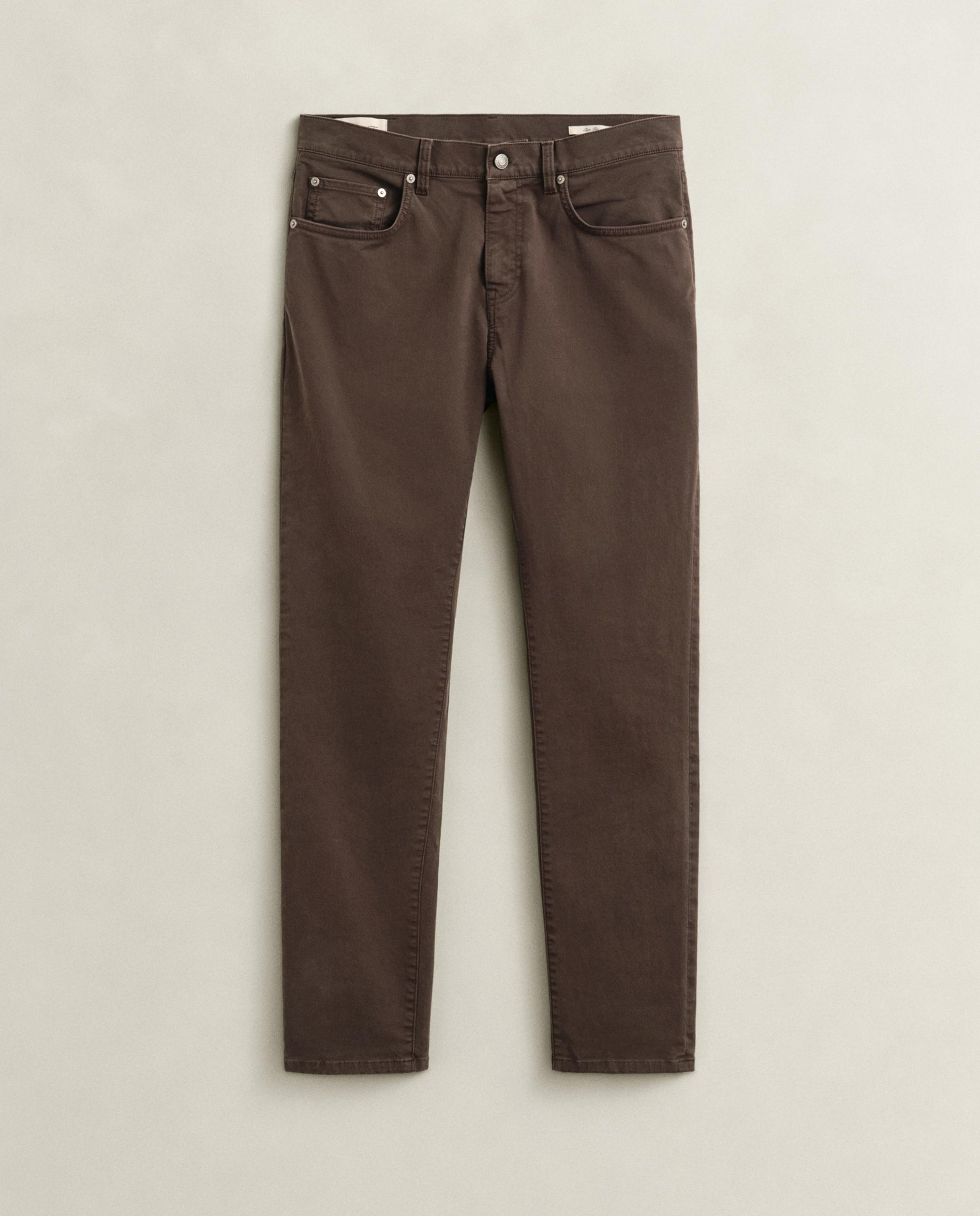 Jeans Slim Denim com Bolsos Castanho-4