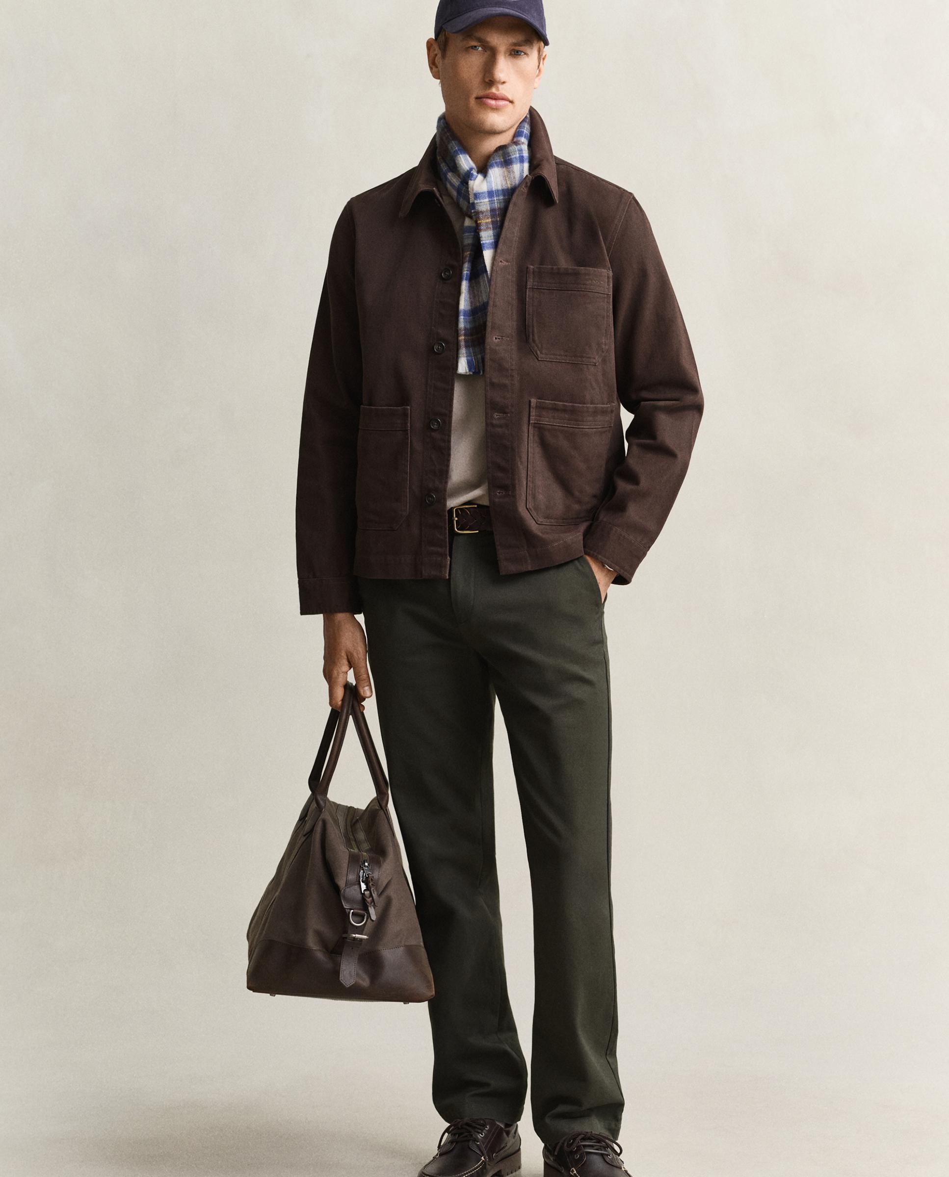 Sobrecamisa com Botões e Bolsos Castanho-3