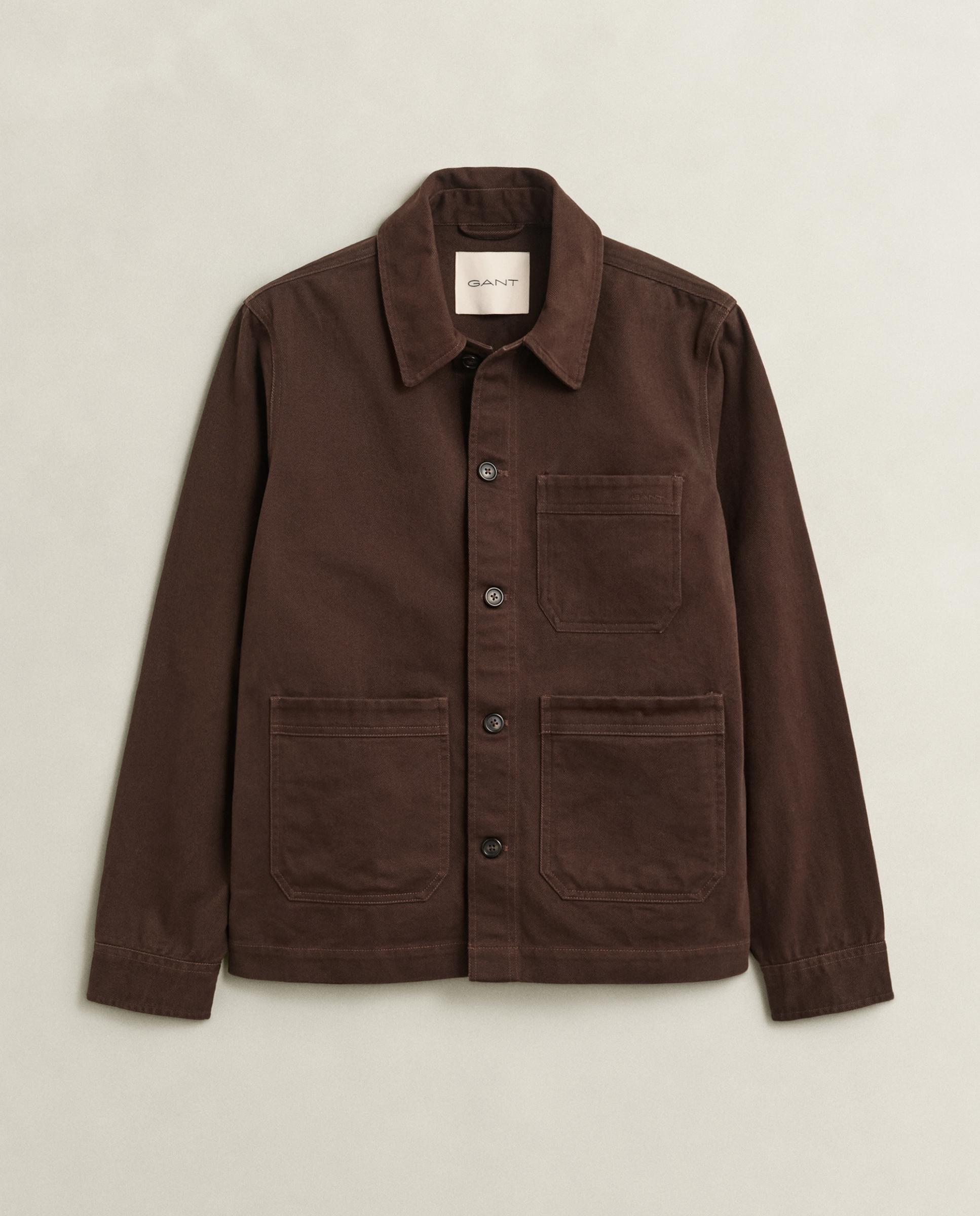 Sobrecamisa com Botões e Bolsos Castanho-4