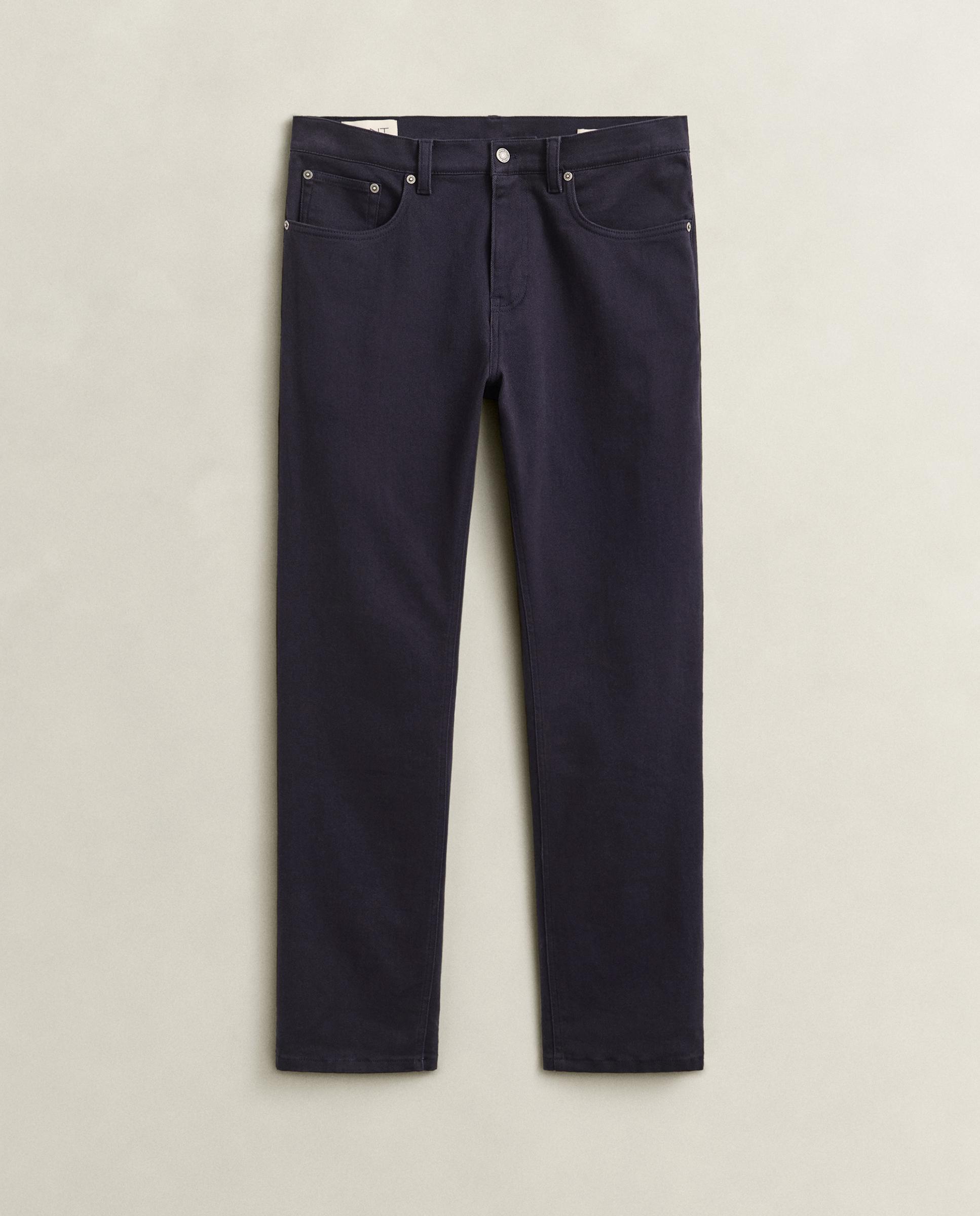 Jeans Regular com Bolsos e Presilhas Azul-4