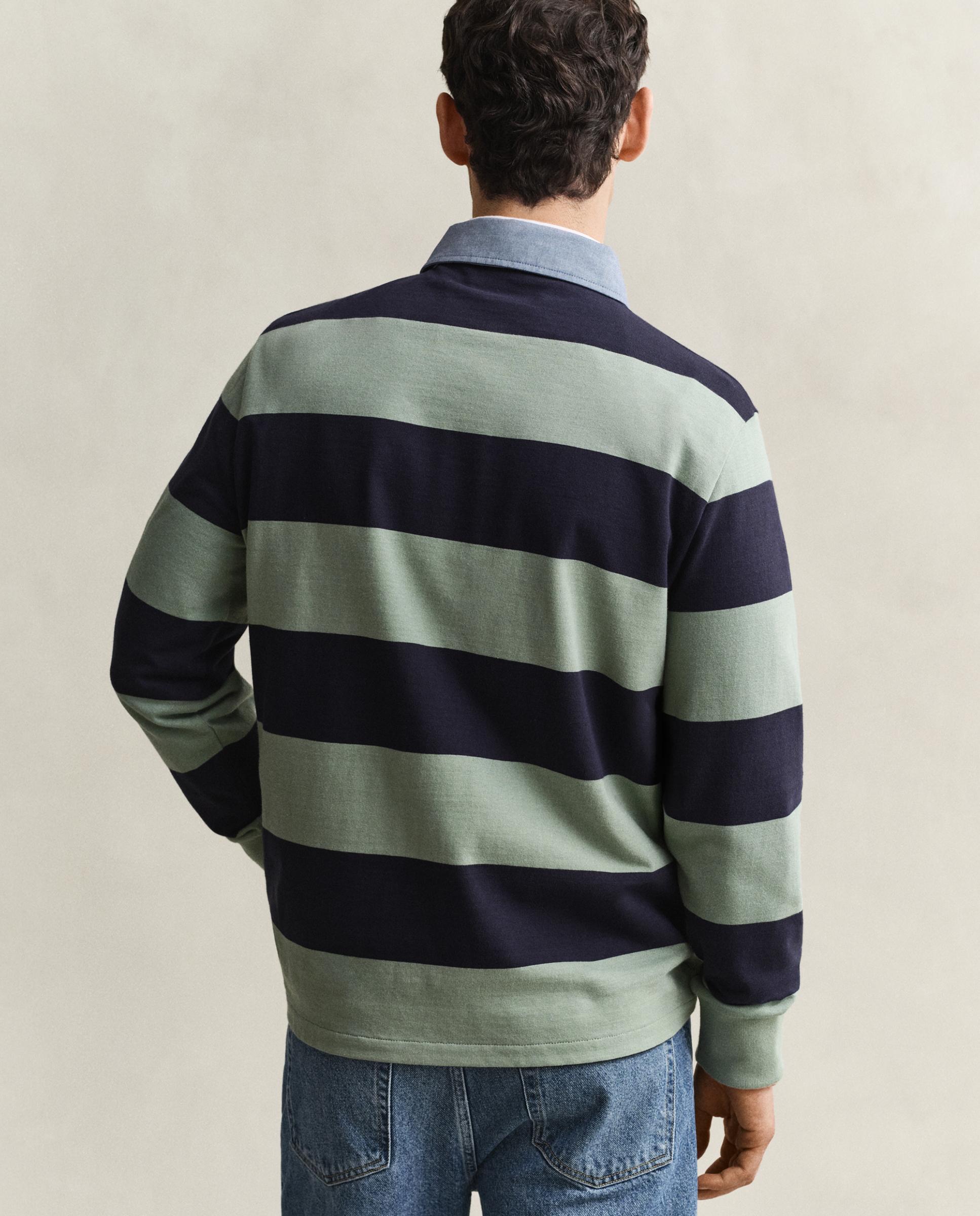 Polo de Manga Comprida Às Riscas Verde-2