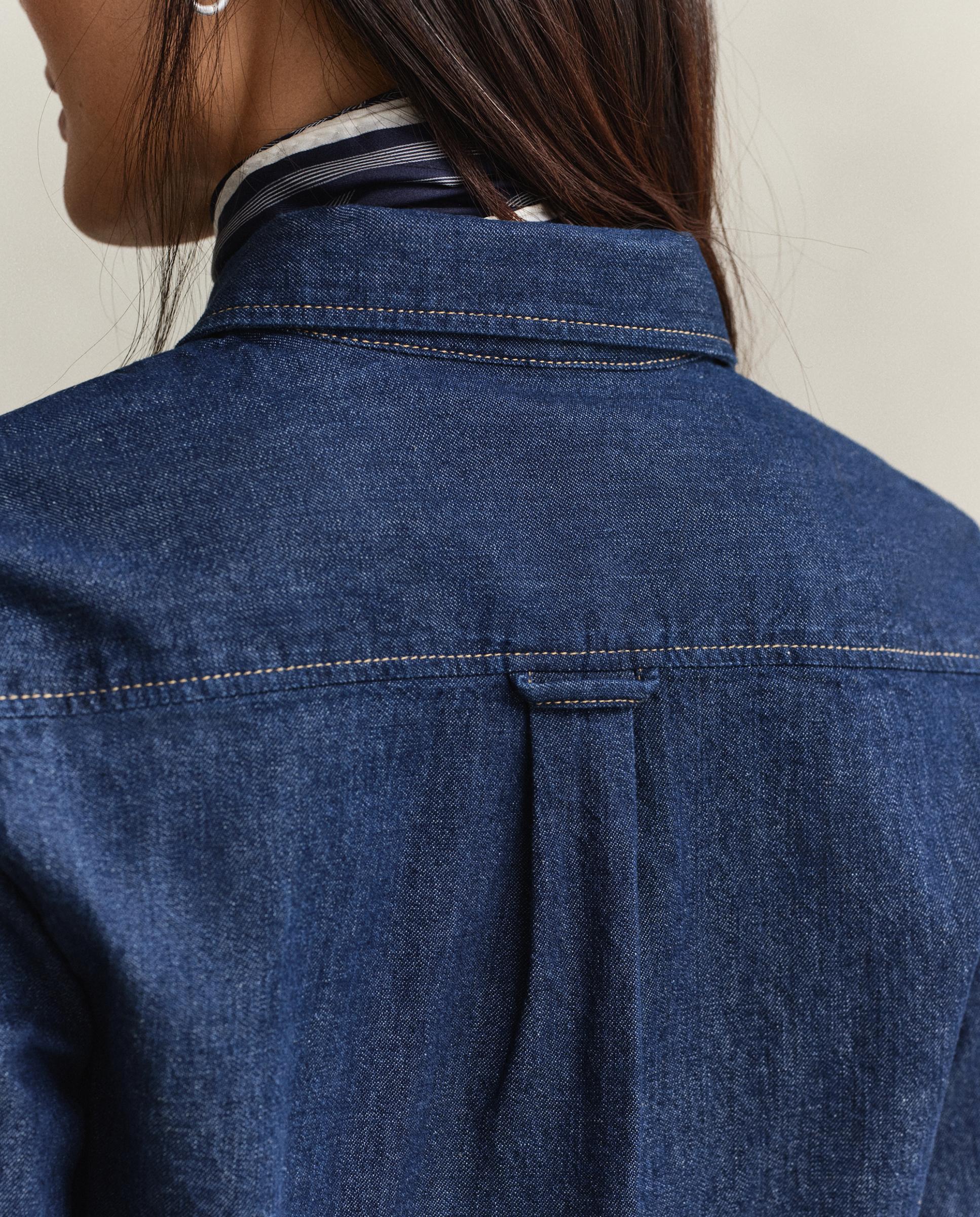 Camisa de Manga Comprida Denim Azul-3