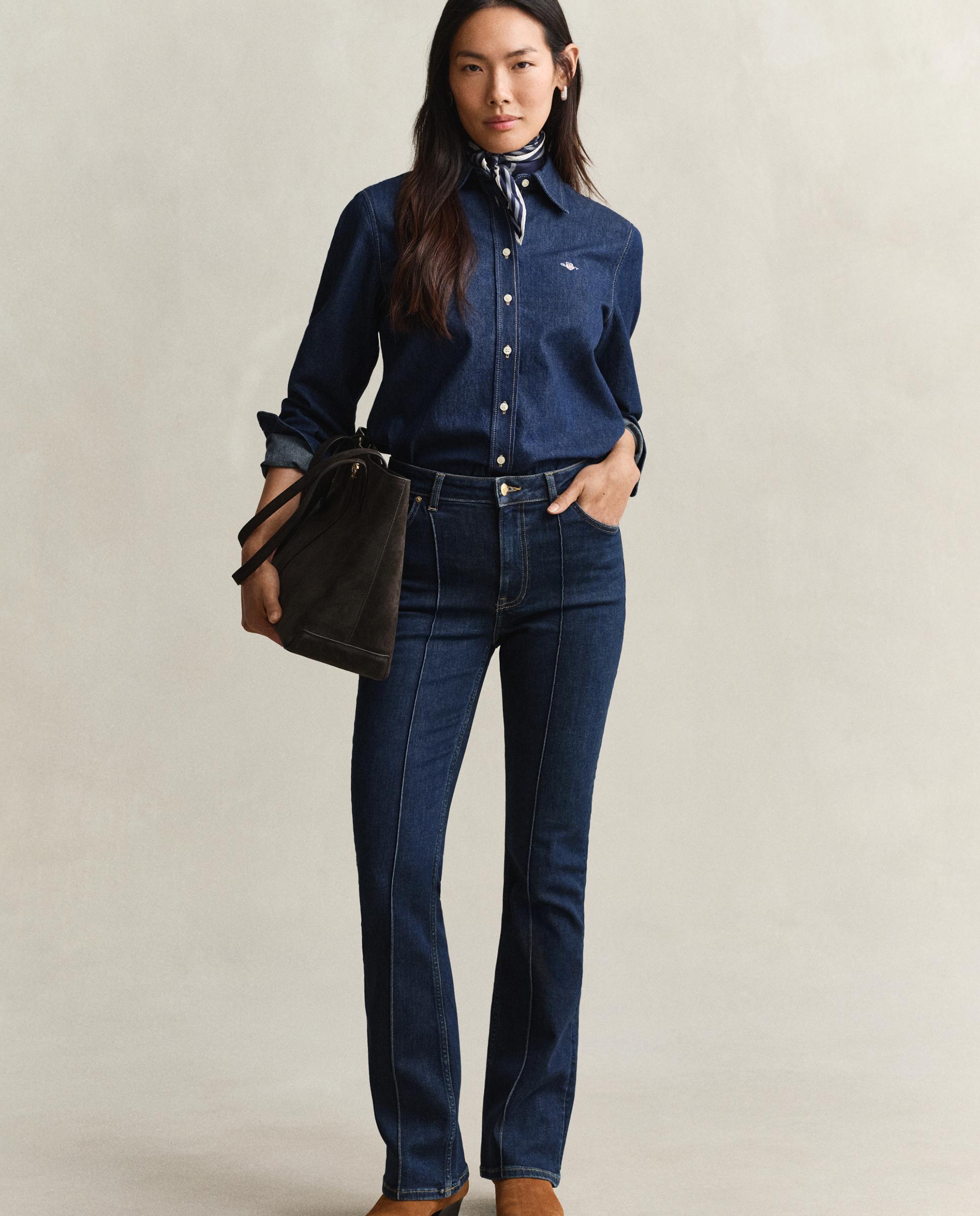 Camisa de Manga Comprida Denim Azul-4