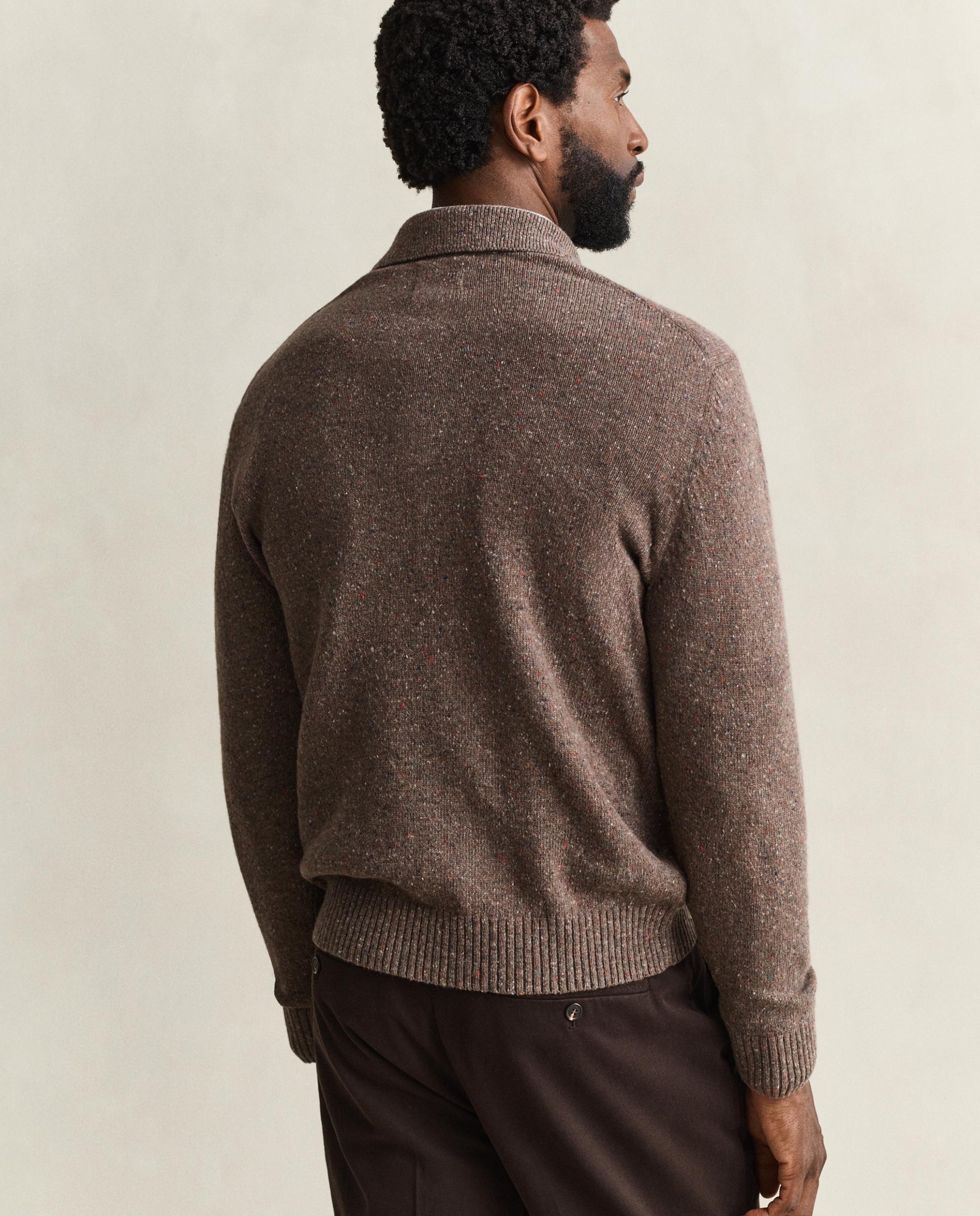 Camisola com Fio Neps e Gola de Lapela Taupe-3