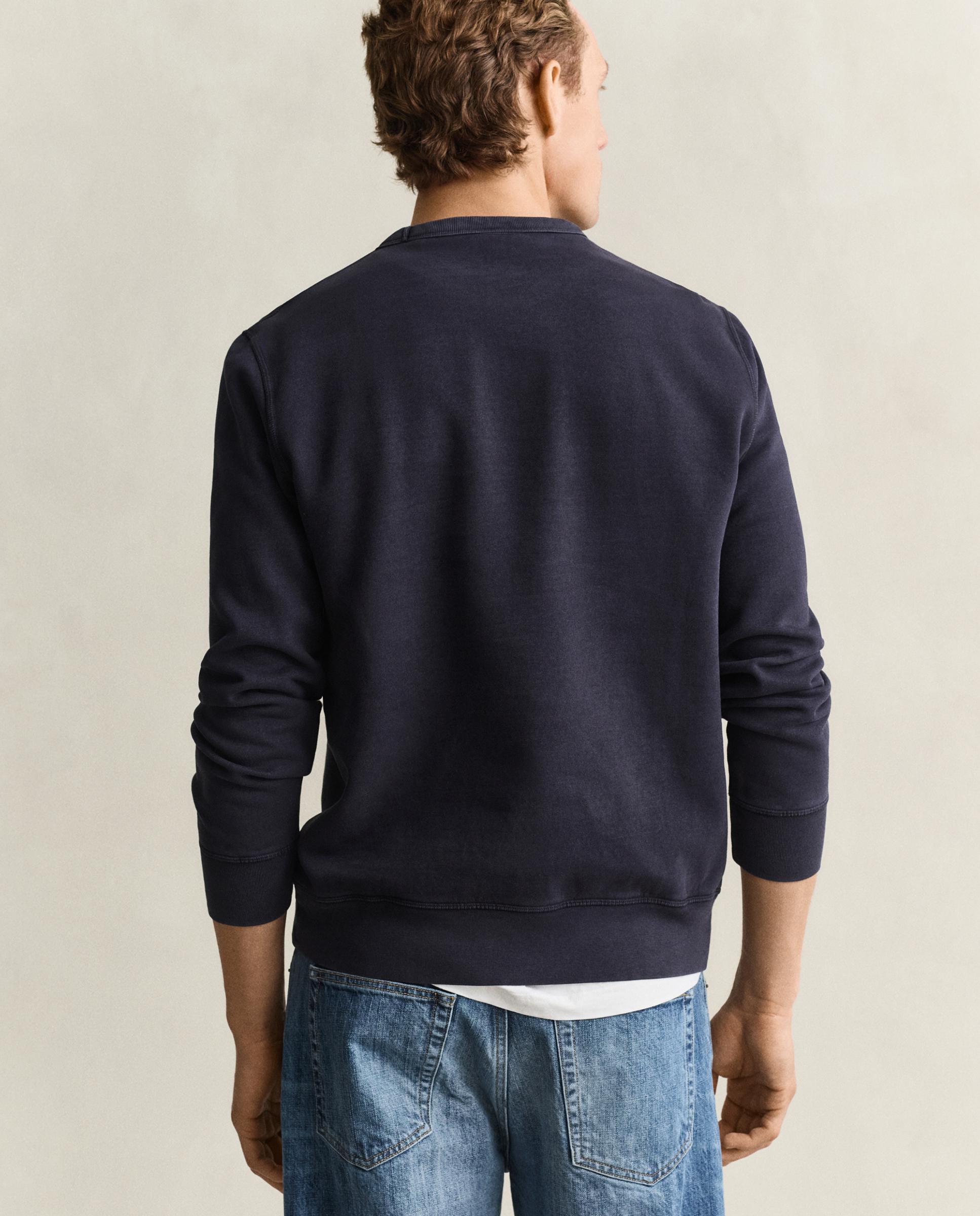 Sweatshirt de Gola Redonda com Efeito Lavado Azul-escuro-2