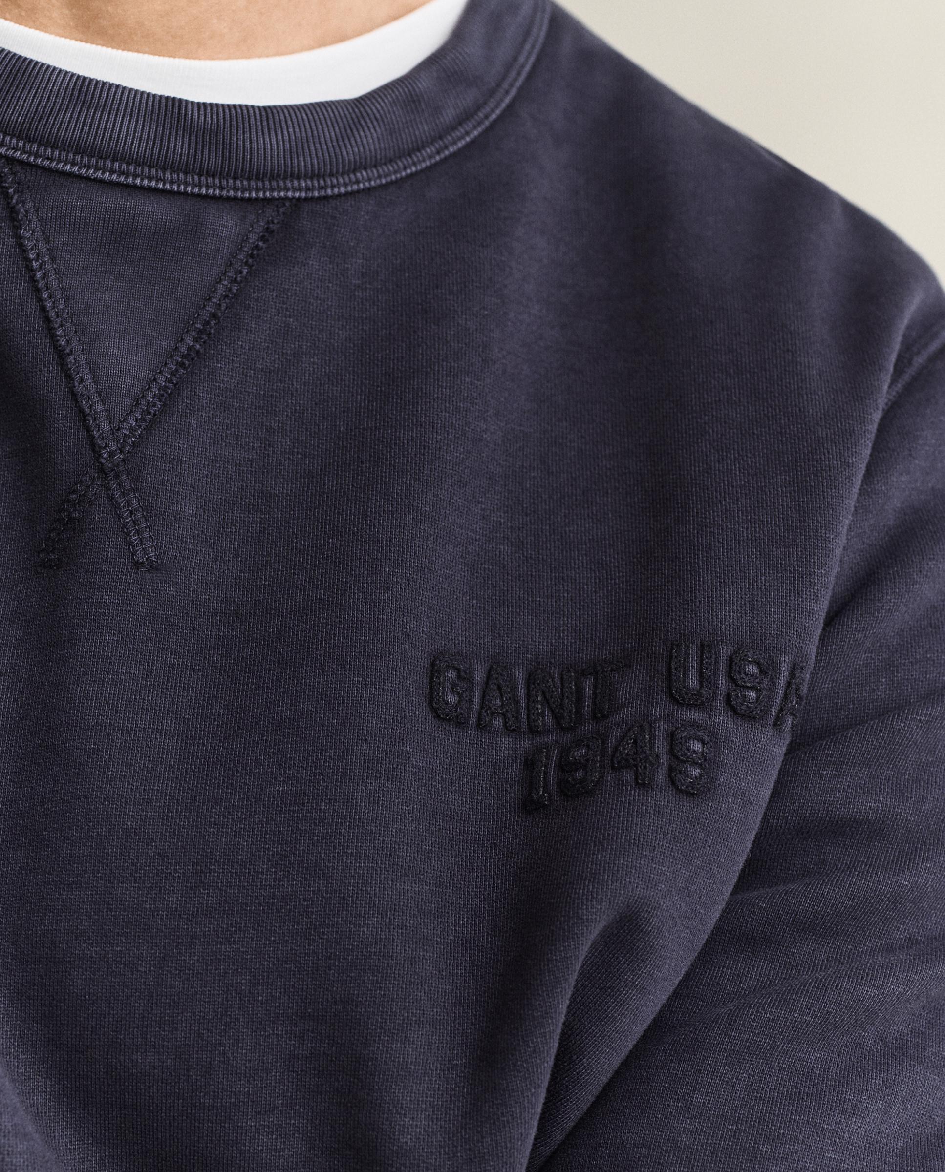 Sweatshirt de Gola Redonda com Efeito Lavado Azul-escuro-3