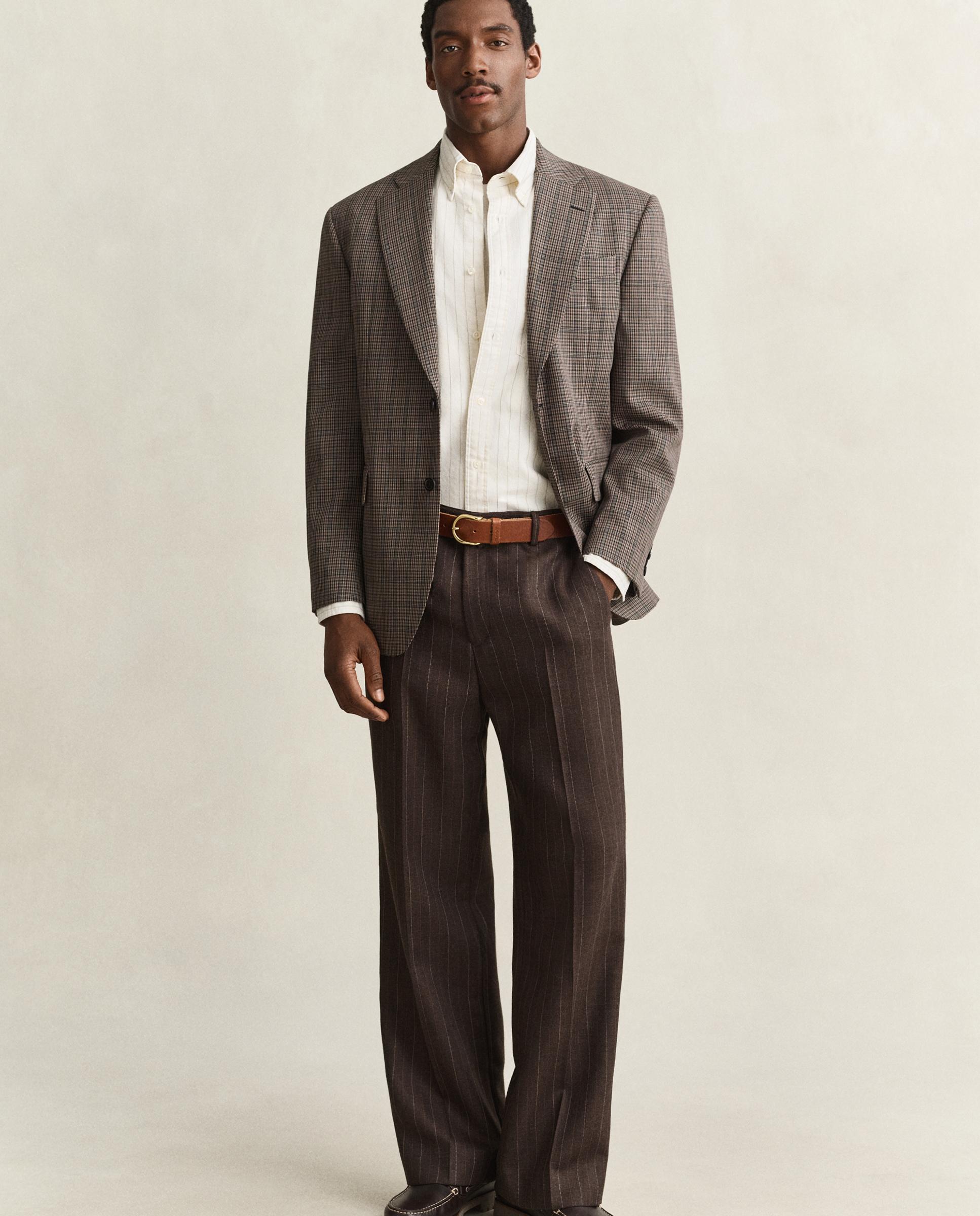 Camisa Oxford Às Riscas com Bolso no Peito Creme-2