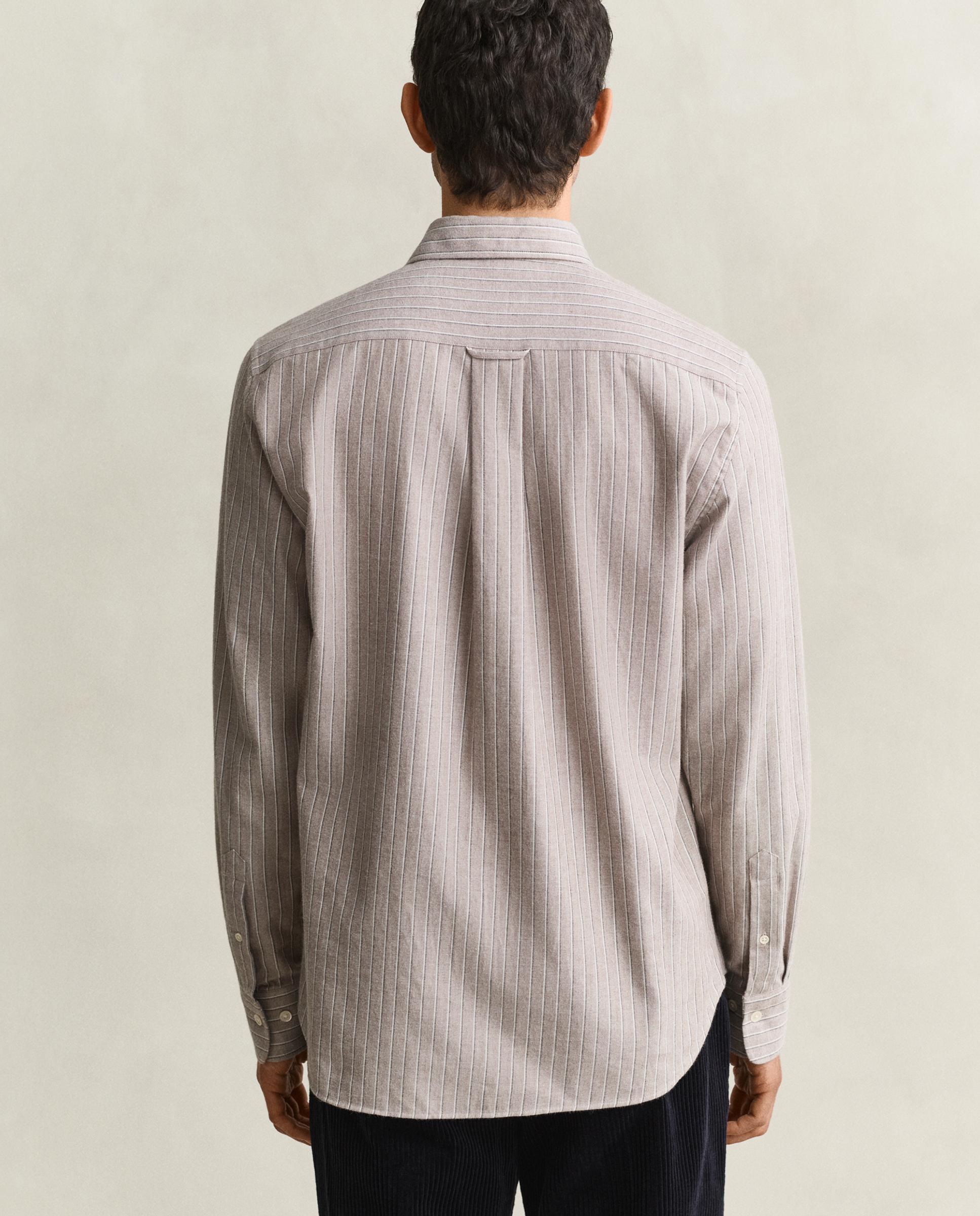 Camisa com Design Às Riscas e Logo Bordado Bege-2