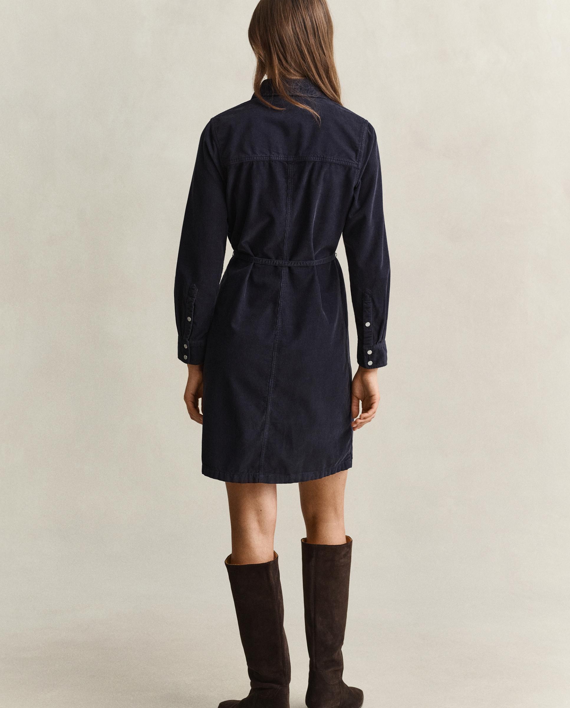 Vestido Midi Tipo Camisa com Cinto Azul-3