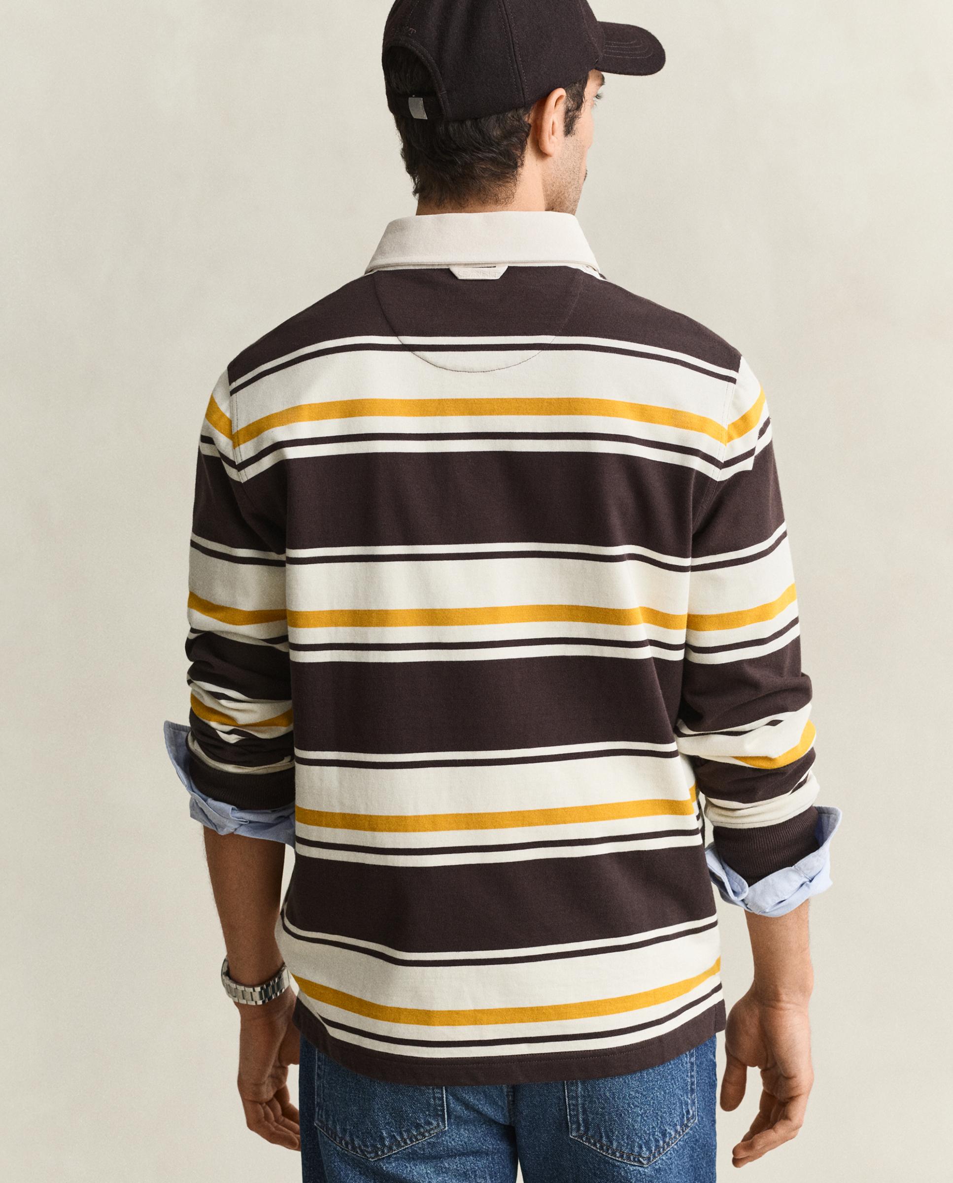 Polo de Manga Comprida Às Riscas Bicolor Branco / Castanho-3
