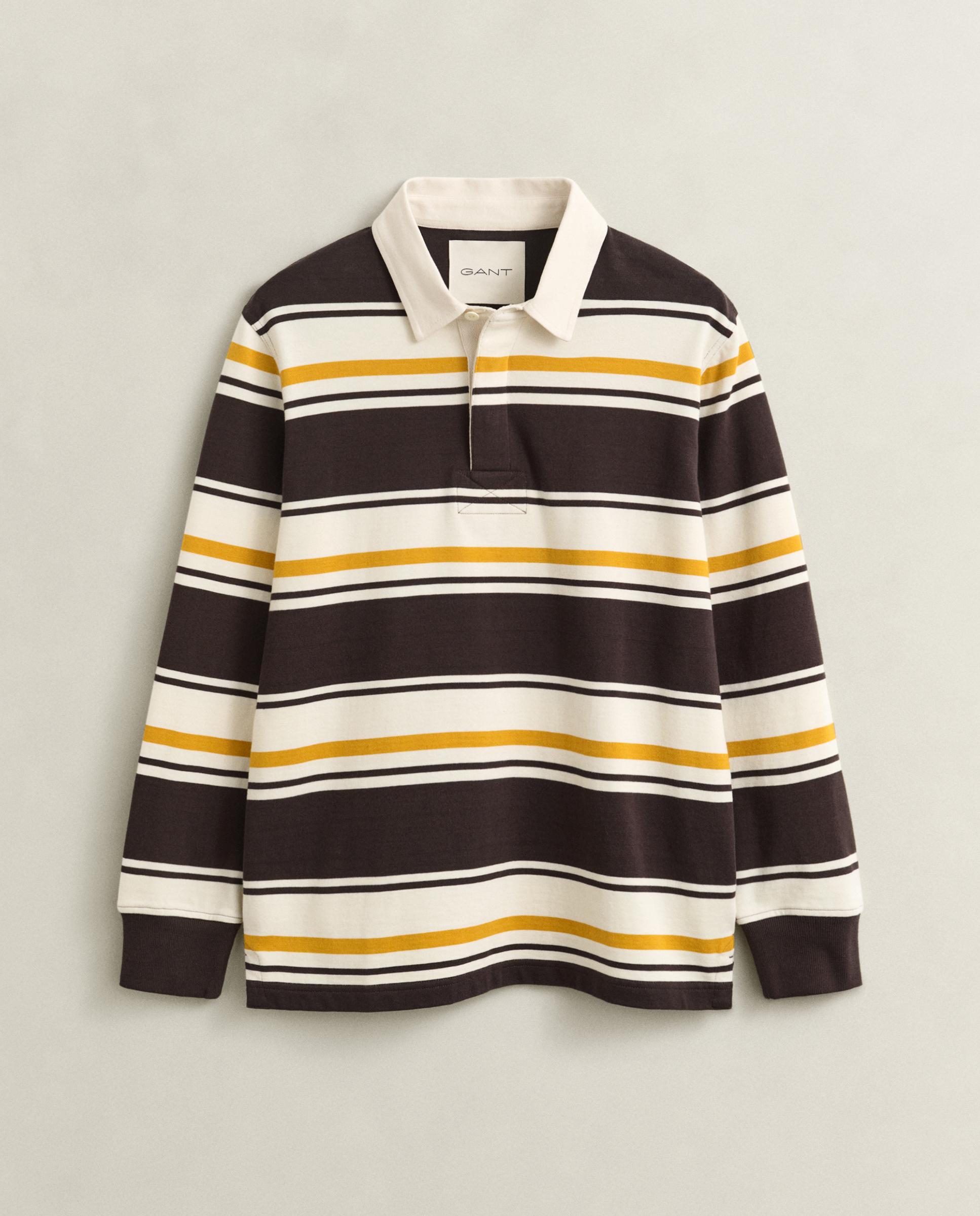 Polo de Manga Comprida Às Riscas Bicolor Branco / Castanho-4