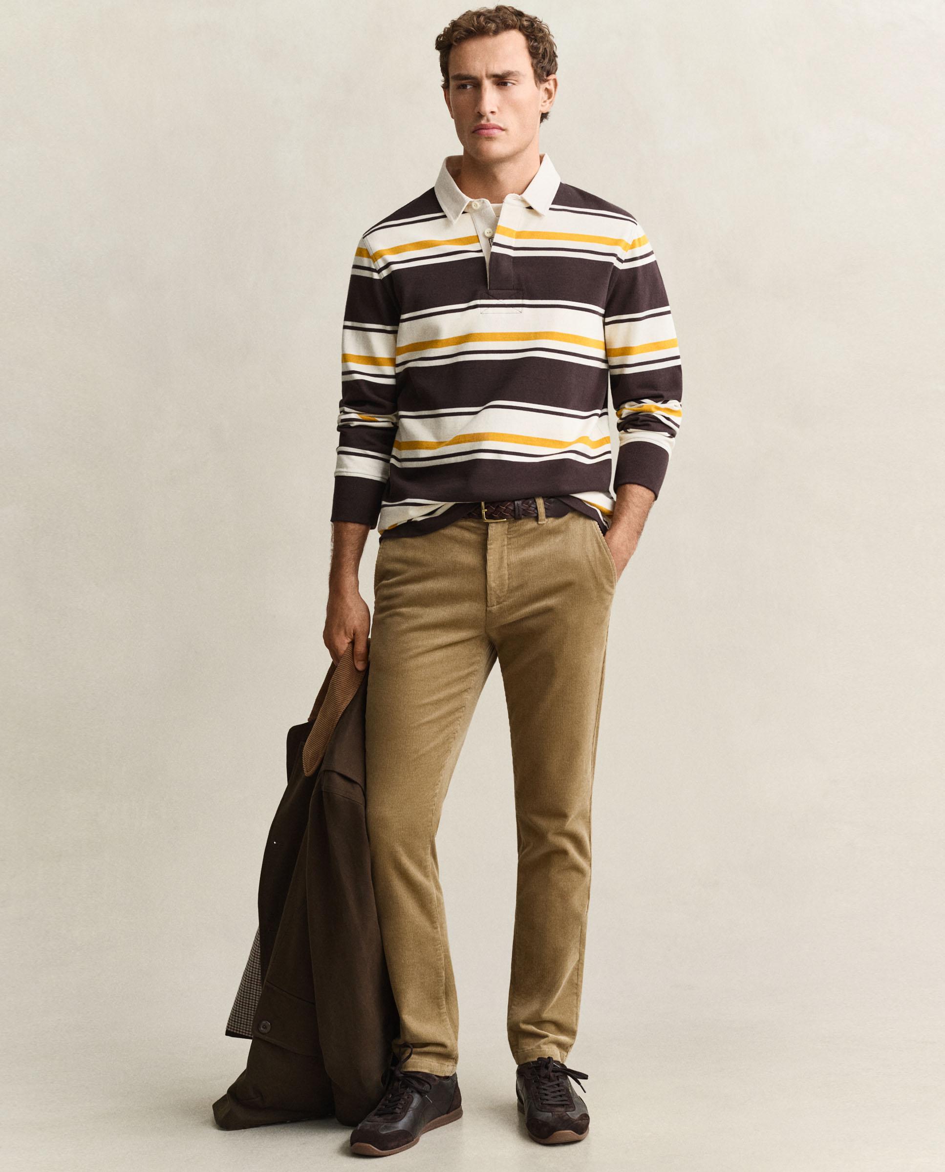 Imagem 0 de Calças Chino de Corte Slim com Bolsos Posteriores com Debrum