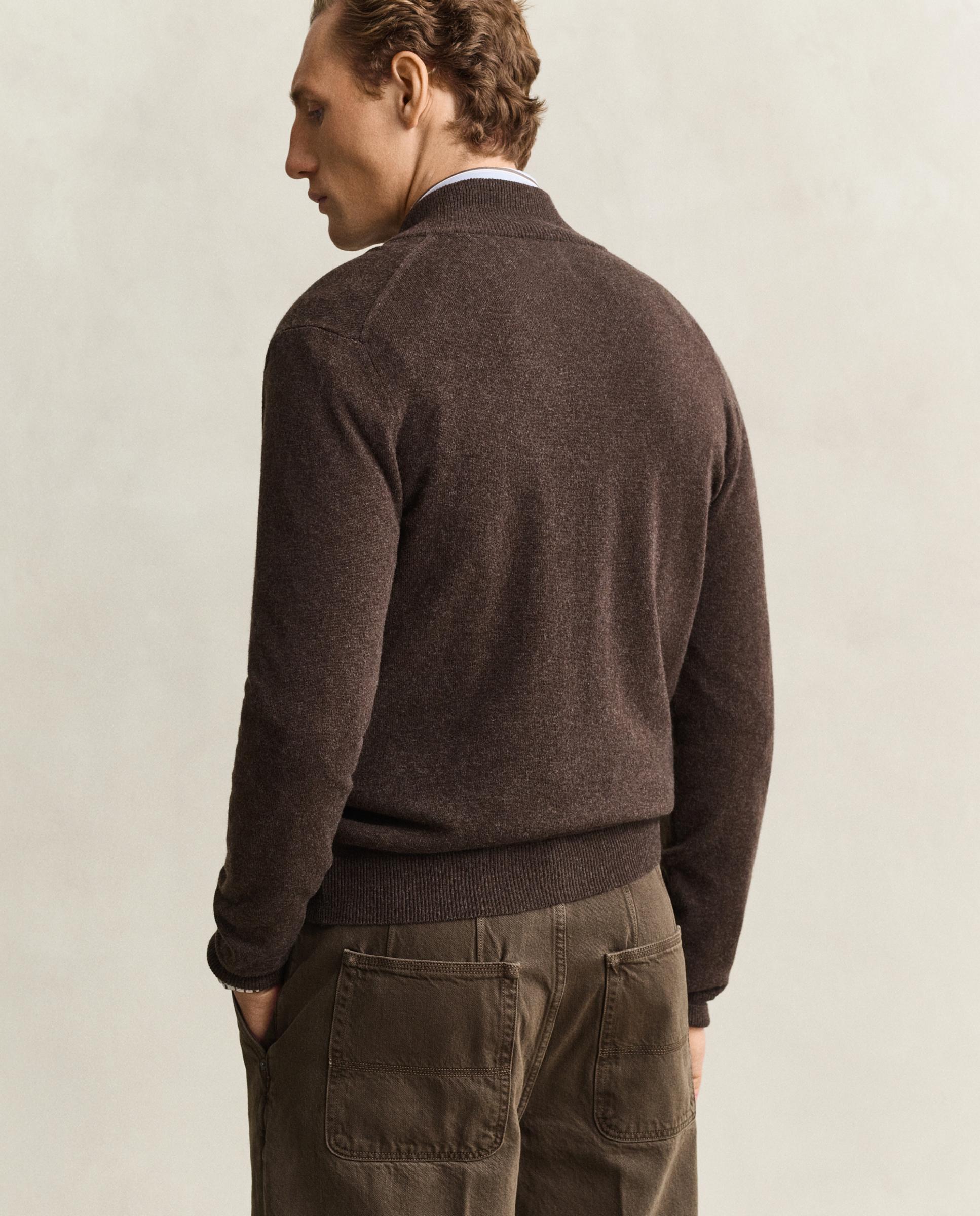 Cardigan de Lã com Fecho Zip Castanho-escuro-2