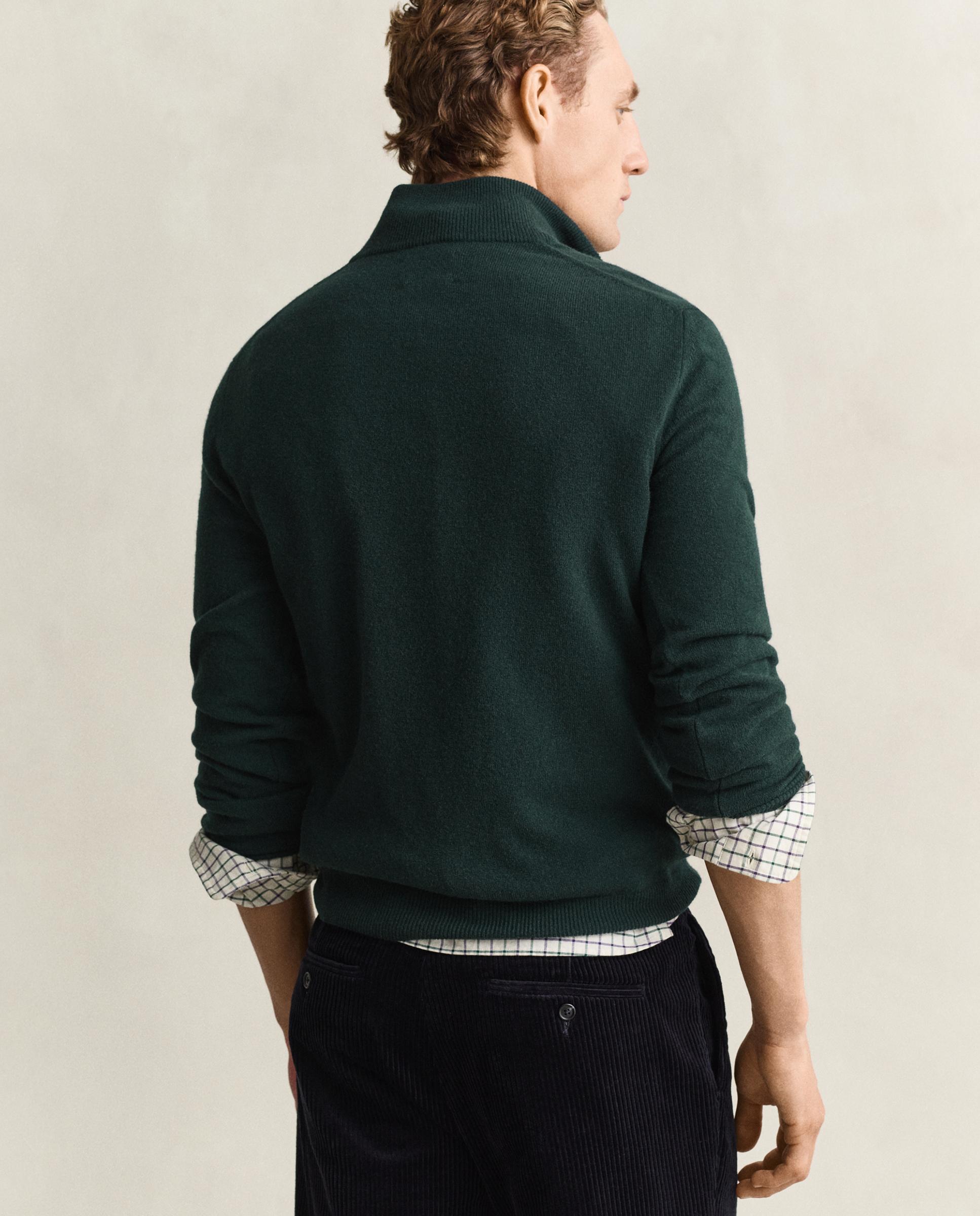Camisola em Lã com Fecho de Meia Fecho Zip Verde-2
