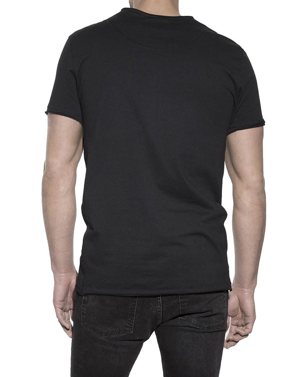 T-shirt de Manga Curta com Gola Relax em Algodão Orgânico Preto-2