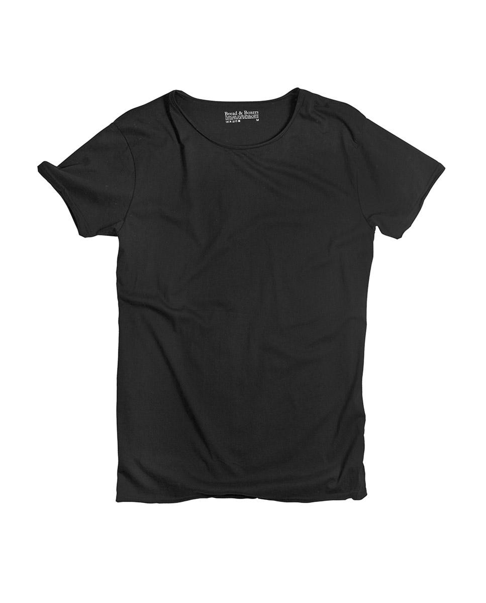 T-shirt de Manga Curta com Gola Relax em Algodão Orgânico Preto-4