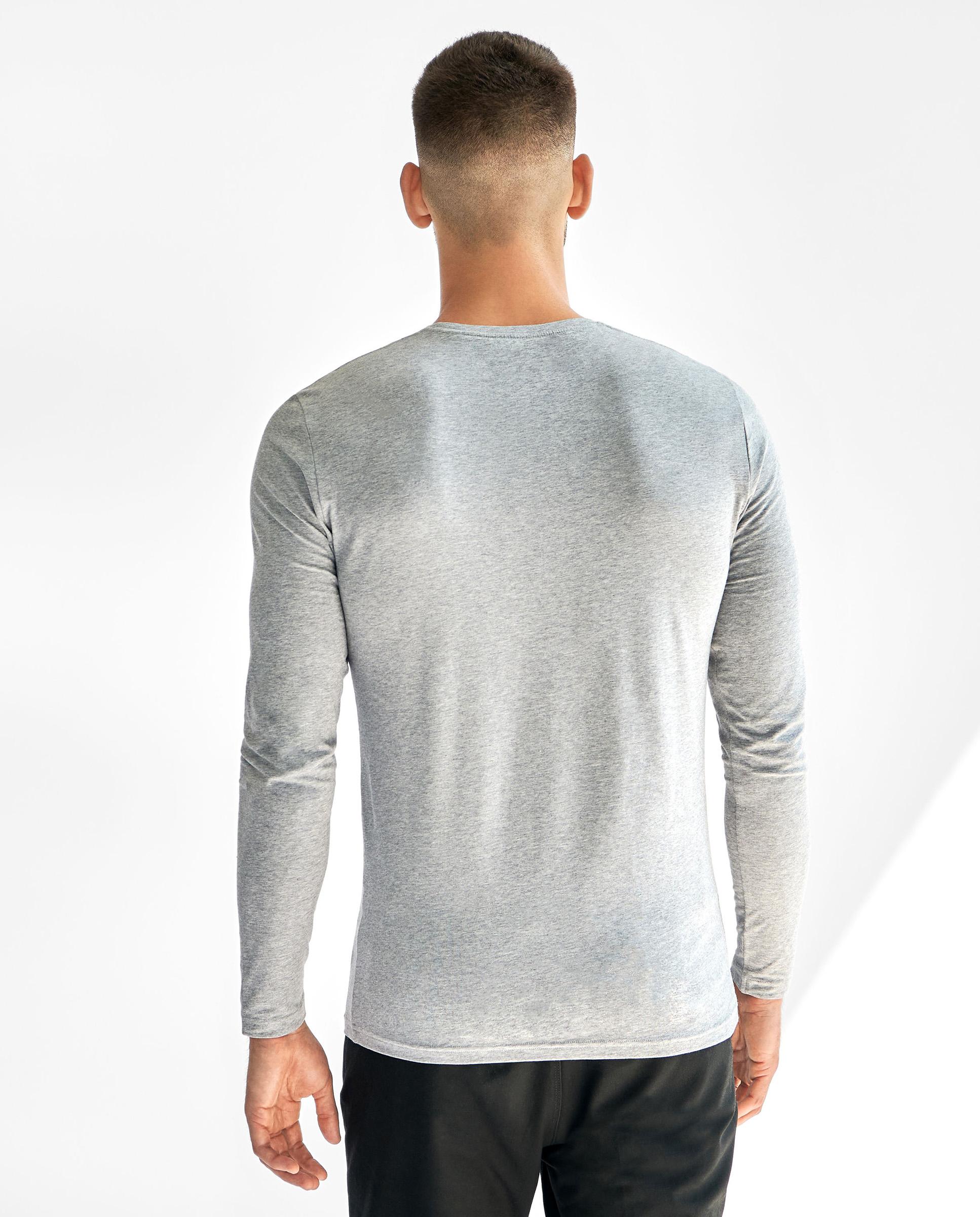 Camisola interior branca de homem com manga comprida Cinzento-3