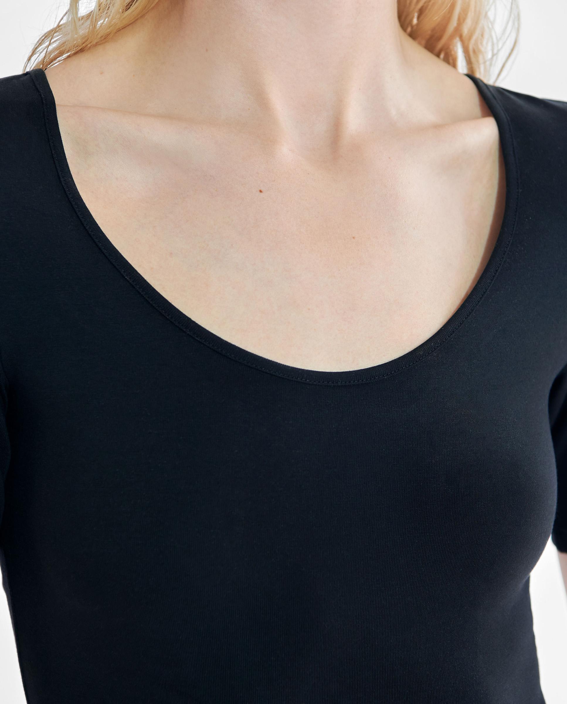 Body de Algodão Orgânico com Mangas Ajustadas e Cueca de Corte Alto Preto-4