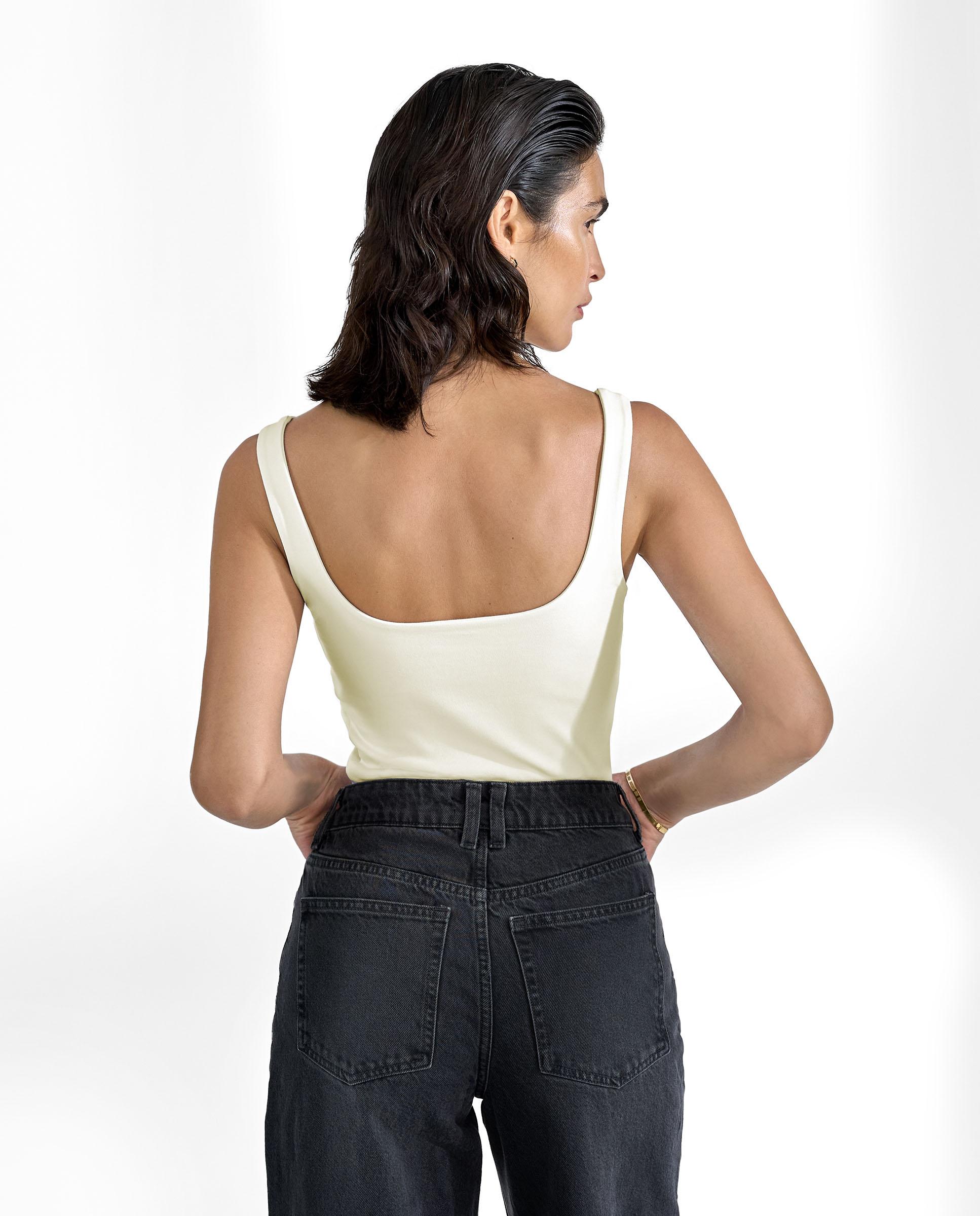 T-shirt Interior Básica de Alças em Algodão Orgânico Branco-2