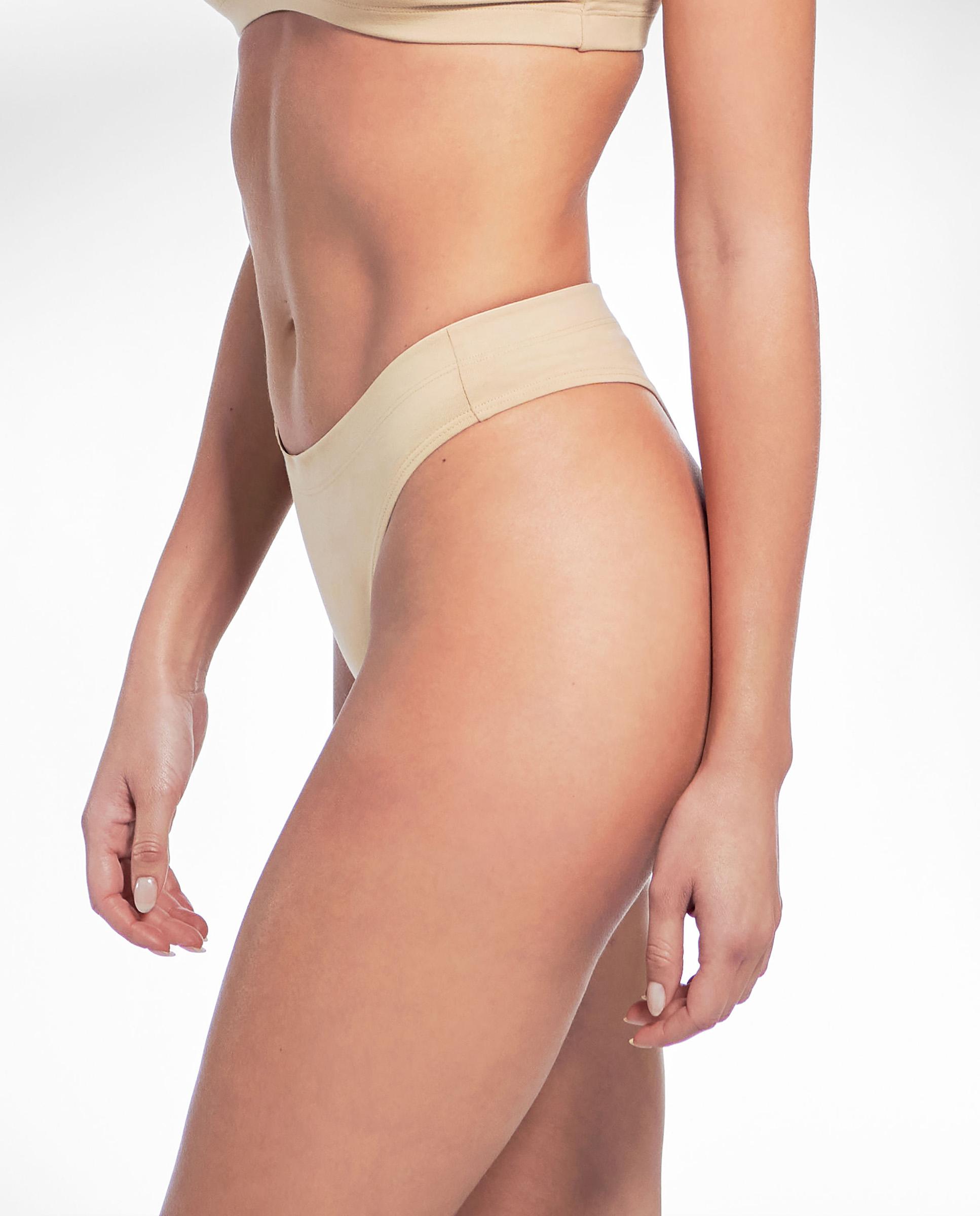 Cueca de Algodão Orgânico Cintura Alta e Banda Elástica no Interior Bege-2