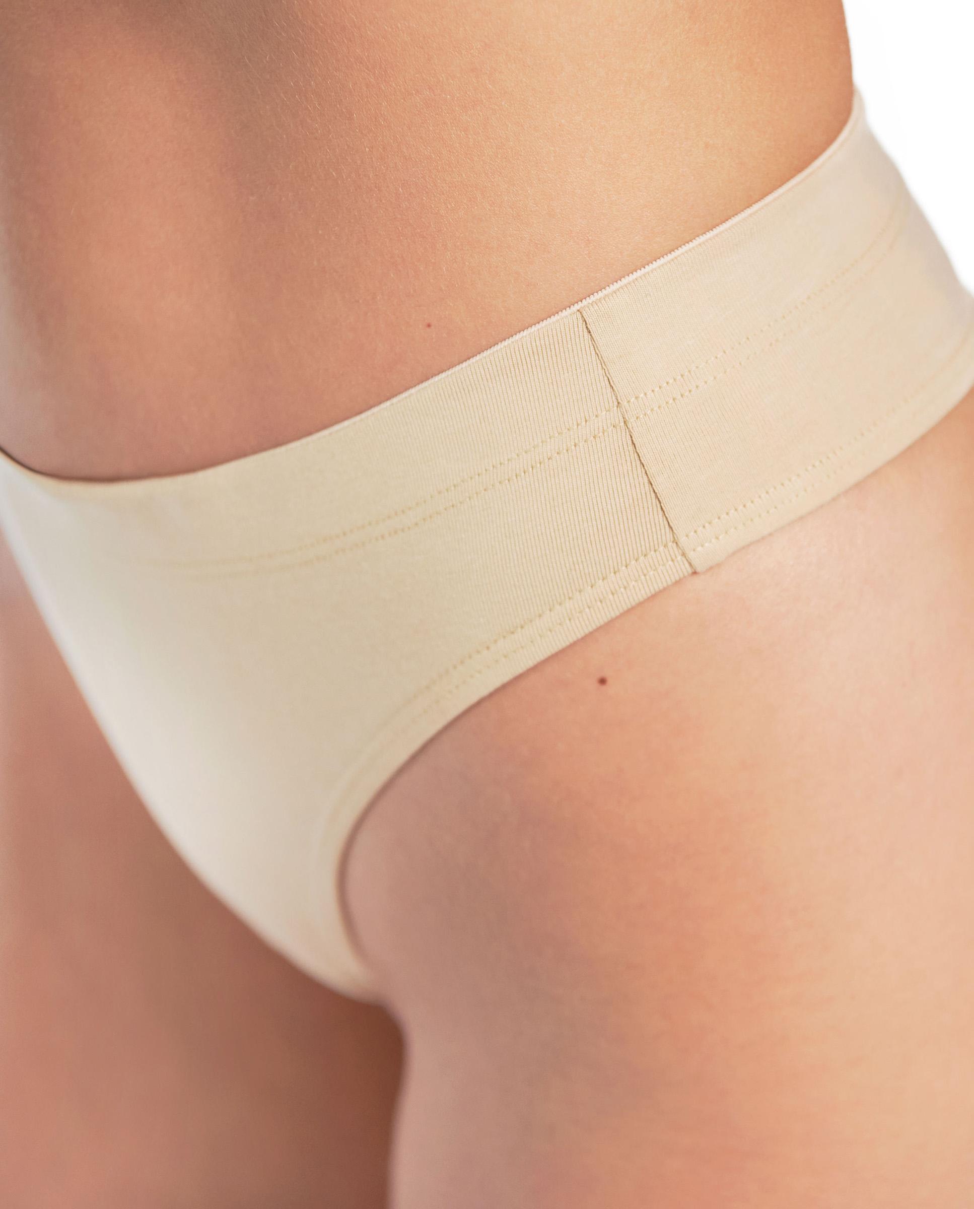 Cueca de Algodão Orgânico Cintura Alta e Banda Elástica no Interior Bege-4