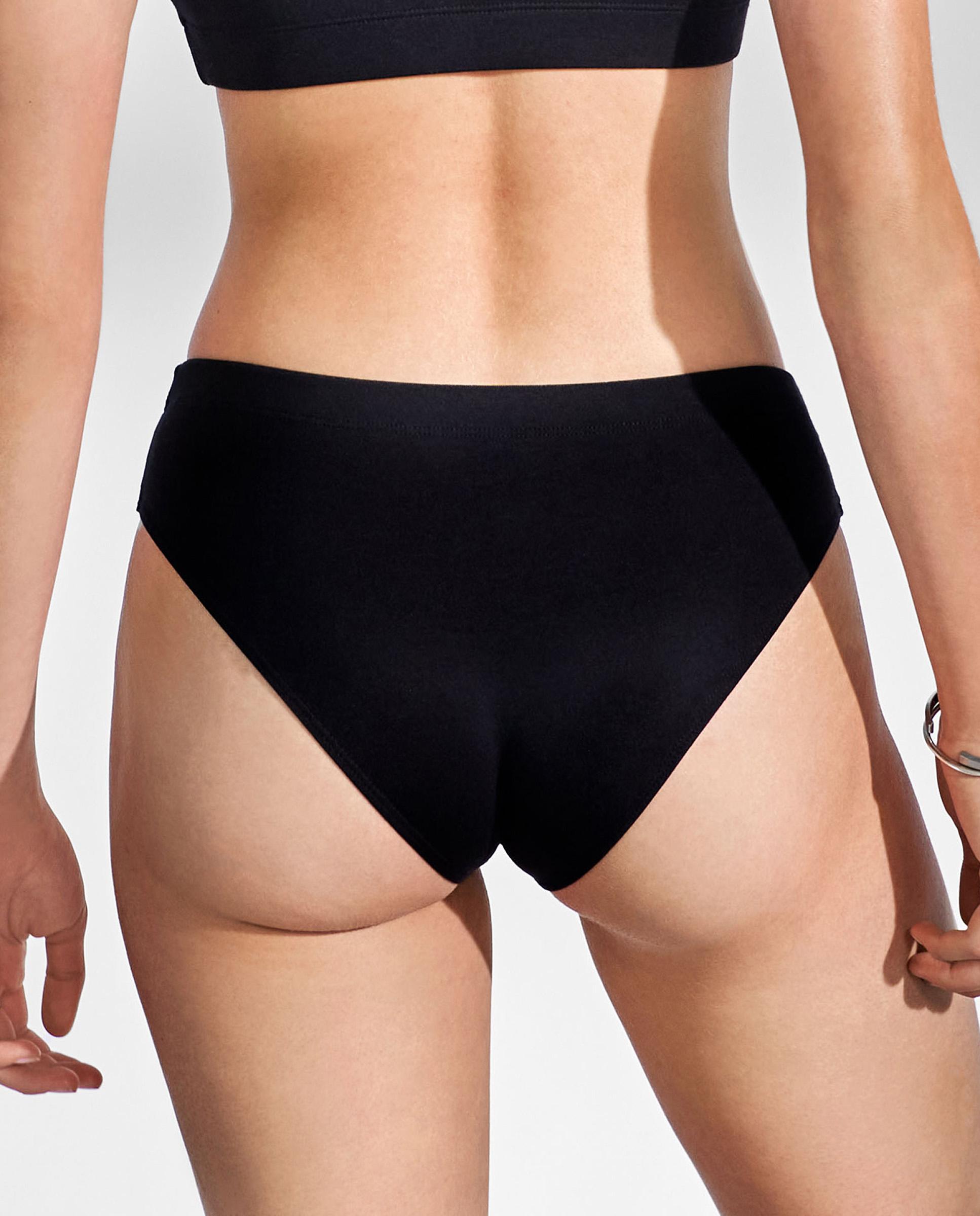 Cueca Hipster de Modal com a Cintura Alta e Lisa Preto-2