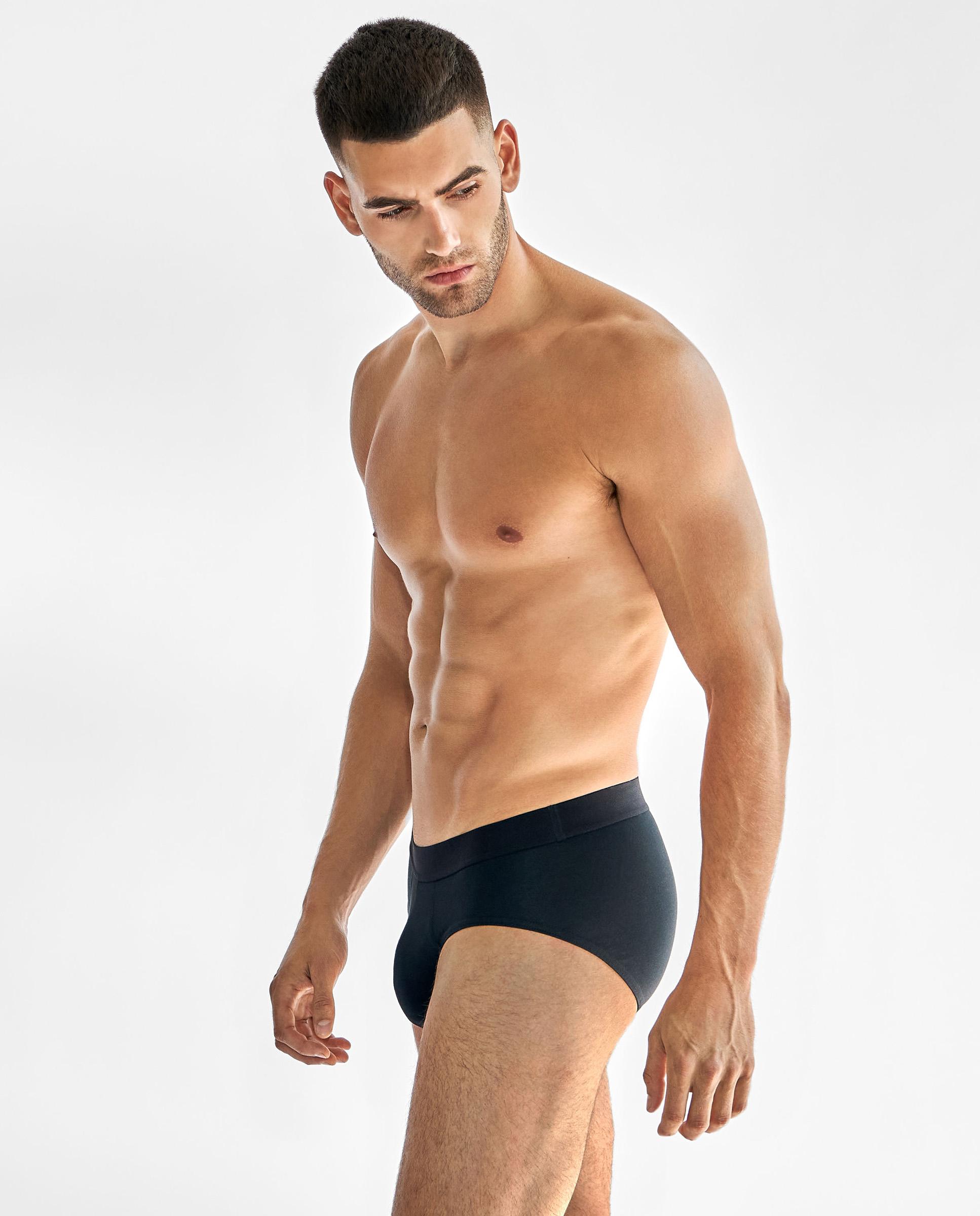 Pack de 3 Slips em Algodão Orgânico Liso Preto-2