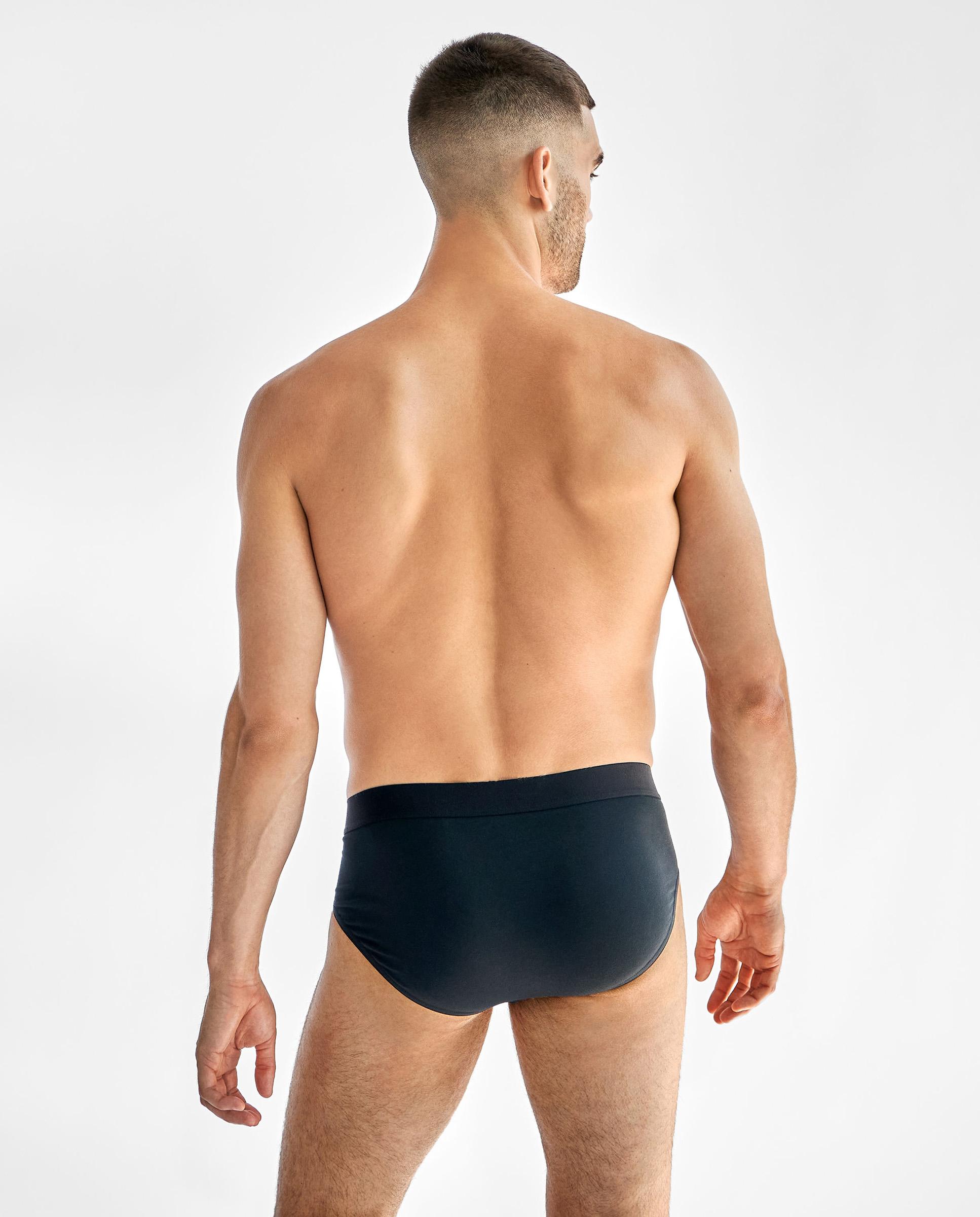 Pack de 3 Slips em Algodão Orgânico Liso Preto-3
