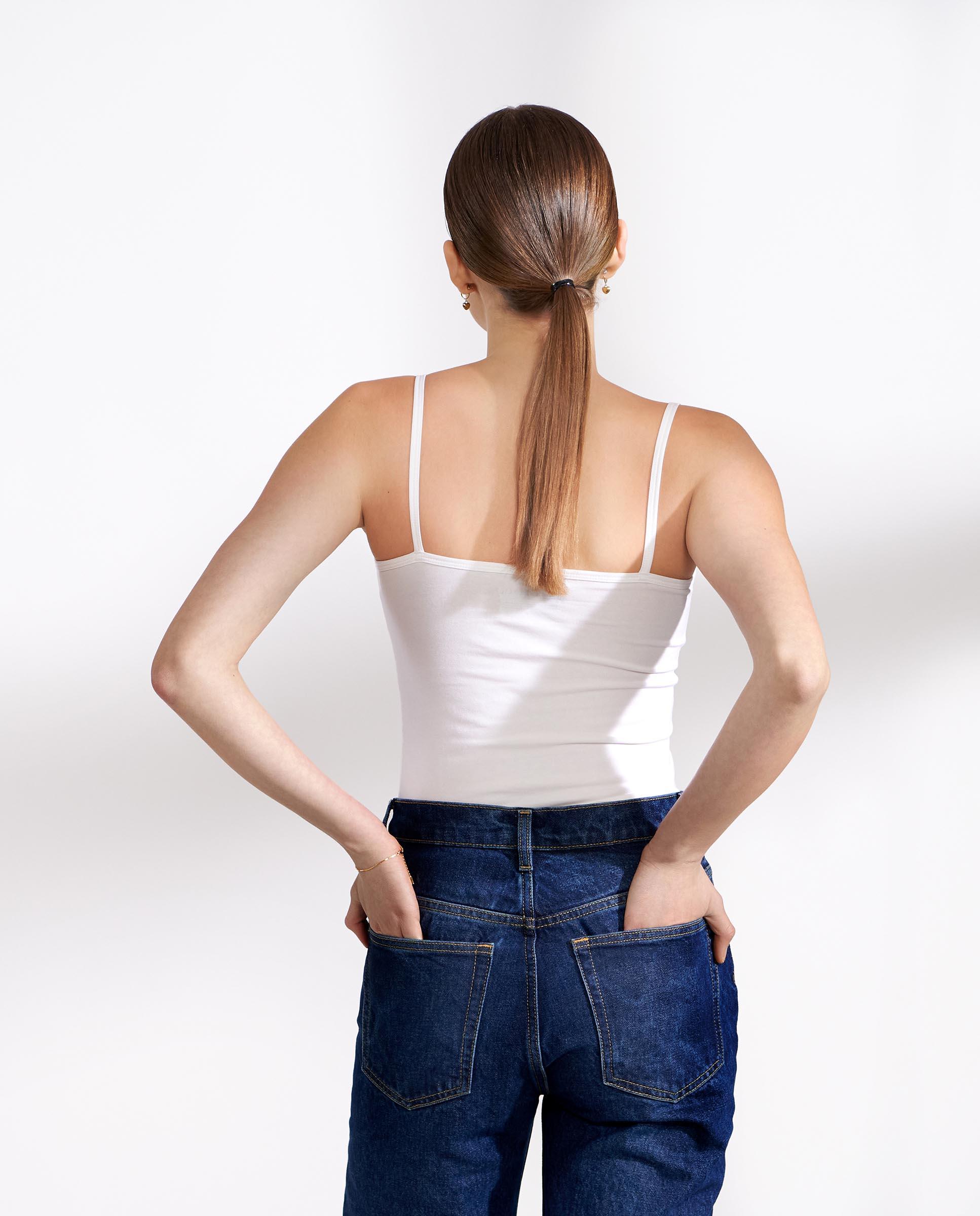 T-shirt de Alças Elásticas em Branco Branco-2