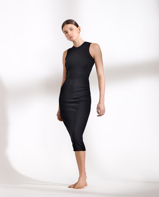 Imagem 0 de Vestido Preto sem Mangas de Canelado