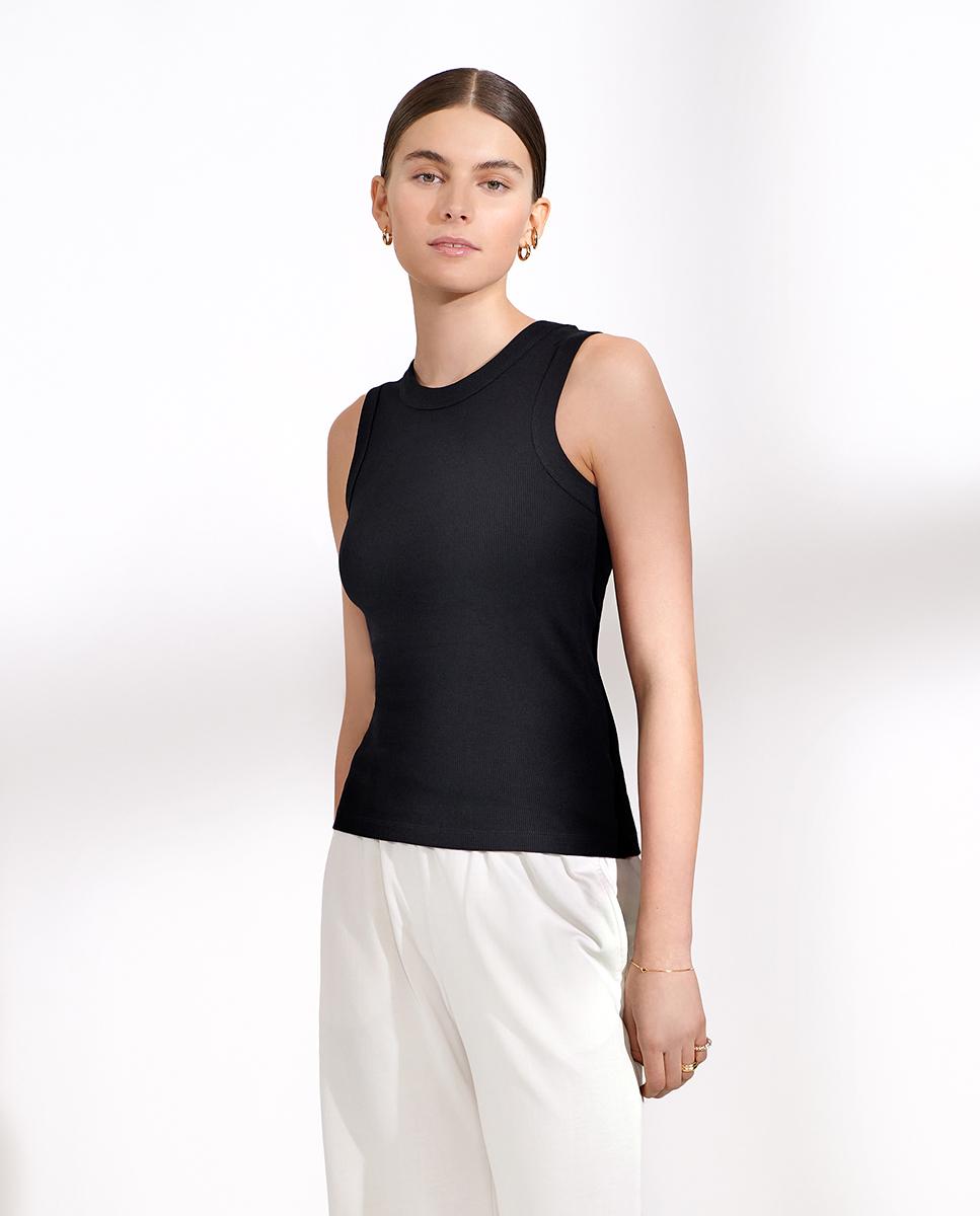 T-shirt de Alças em Algodão Orgânico Preto-3
