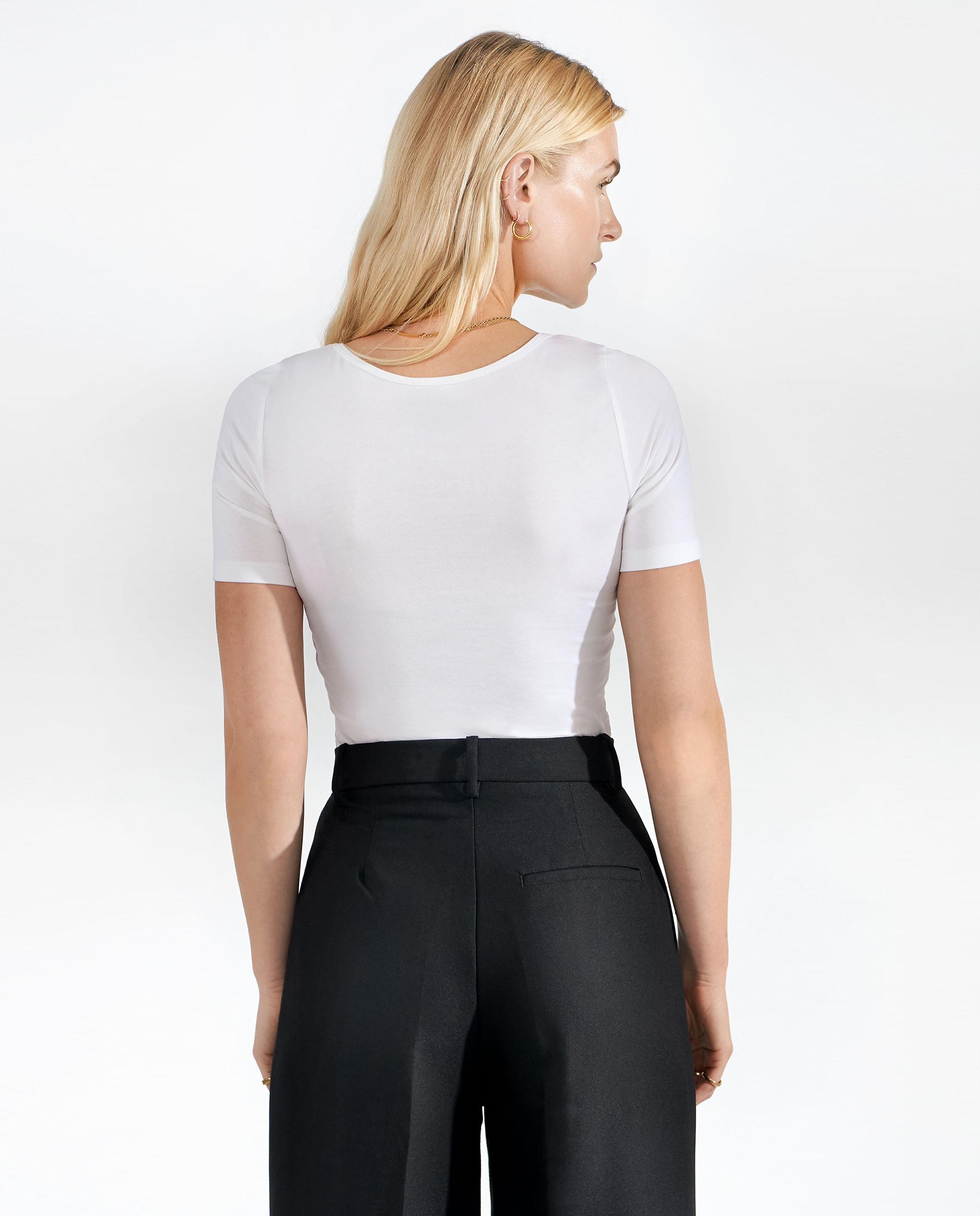 T-shirt Ajustada de Algodão Orgânico Branco-2
