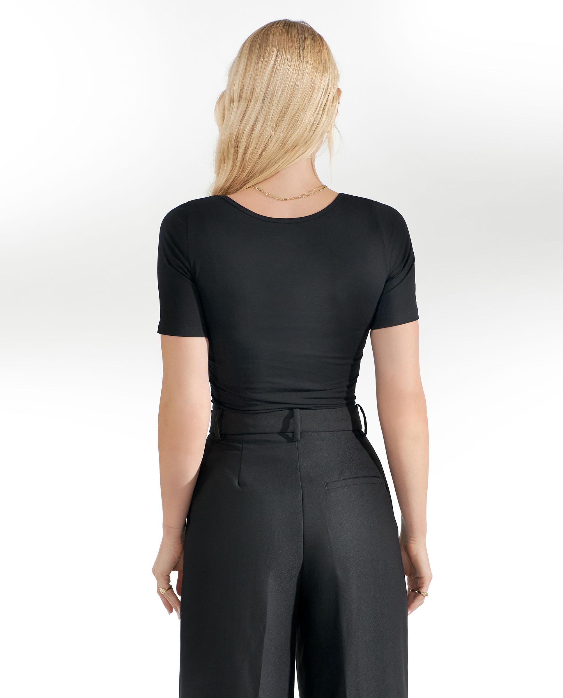 T-shirt Ajustada de Algodão Orgânico Preto-2