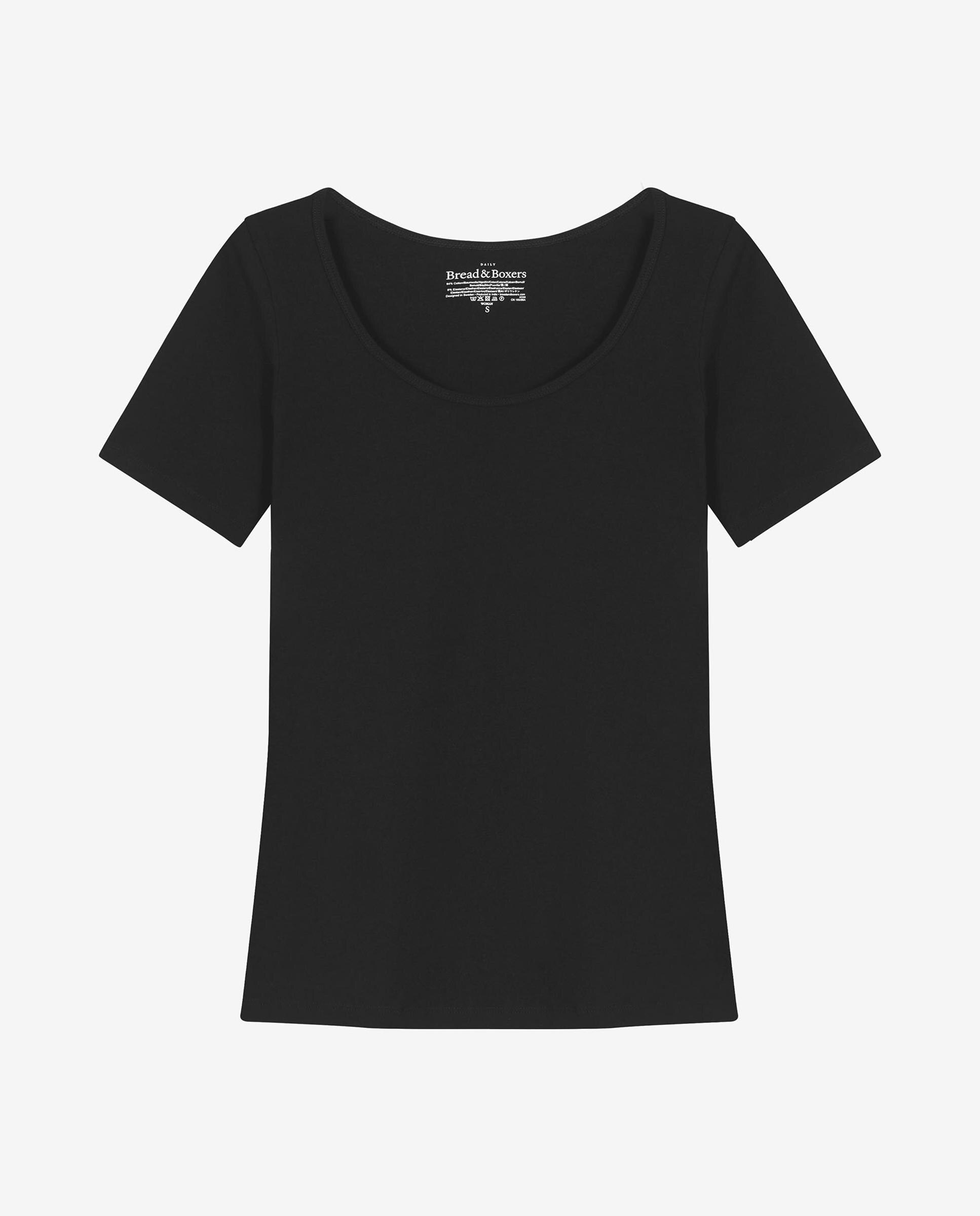 T-shirt Ajustada de Algodão Orgânico Preto-4