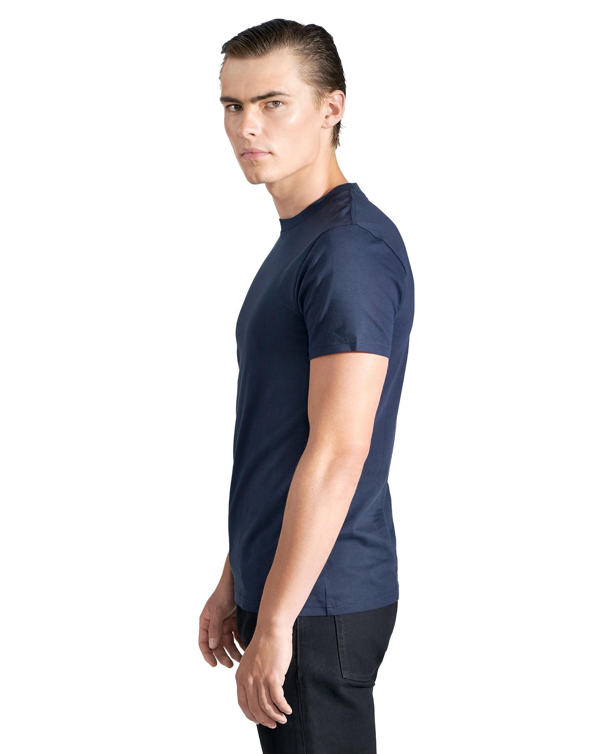 T-shirt com Gola Redonda de Algodão Orgânico Azul-marinho-3