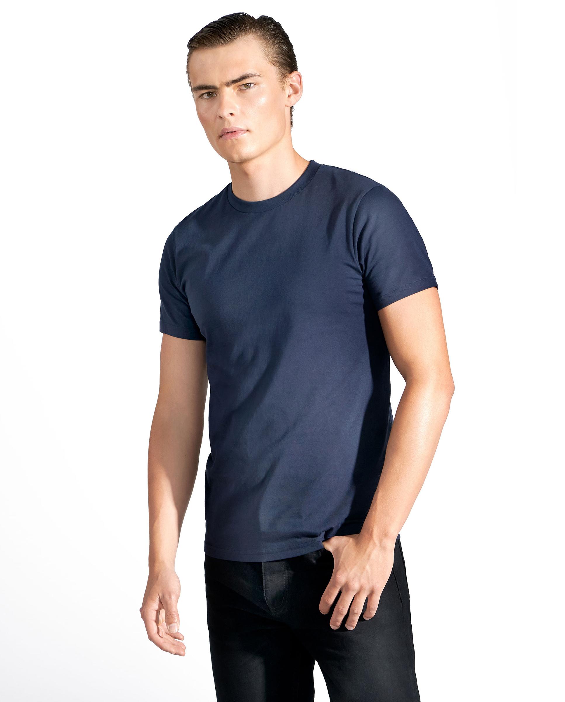 T-shirt com Gola Redonda de Algodão Orgânico Azul-marinho-4
