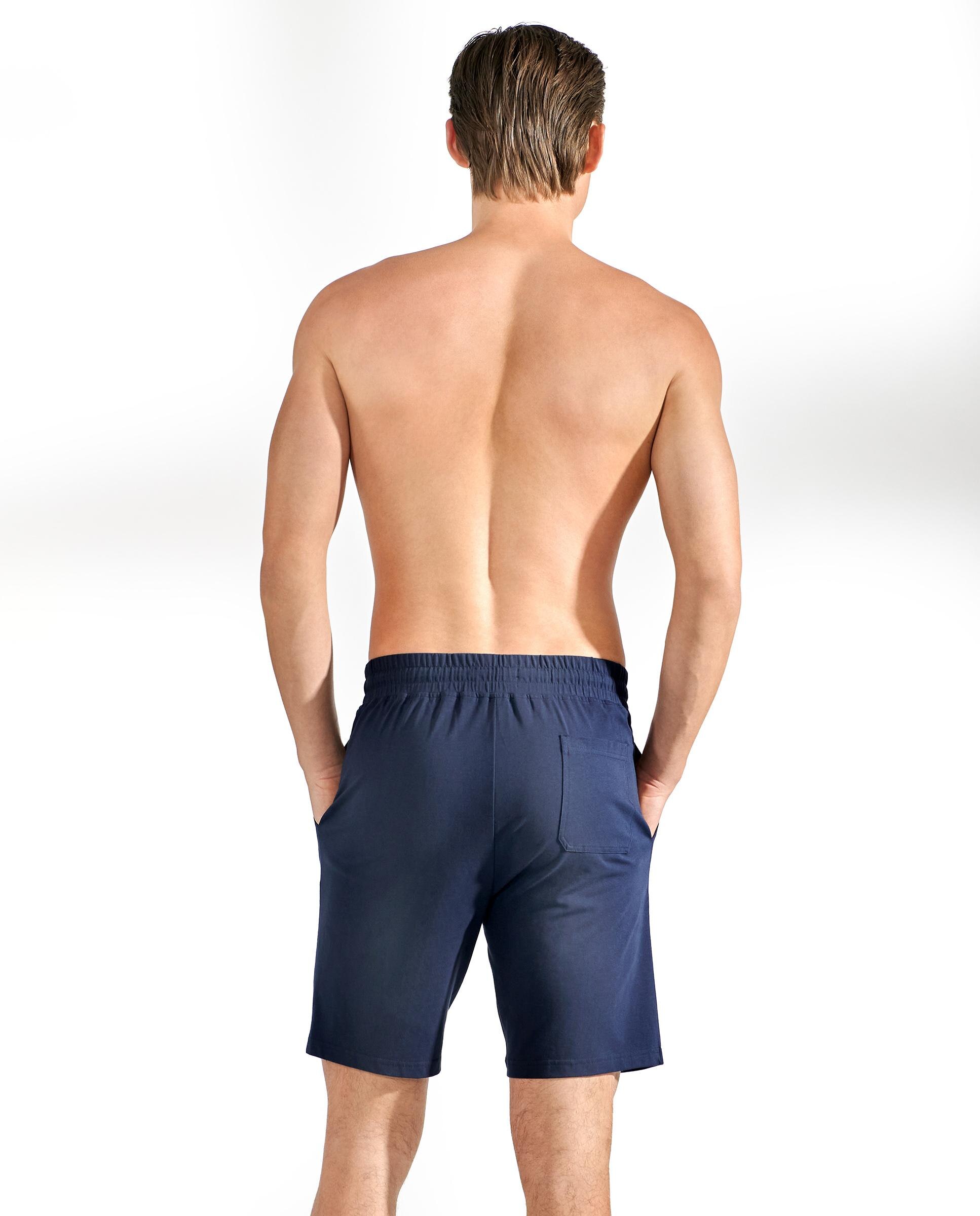 Calças de Pijama Curtas com Cintura Elástica Azul-marinho-2