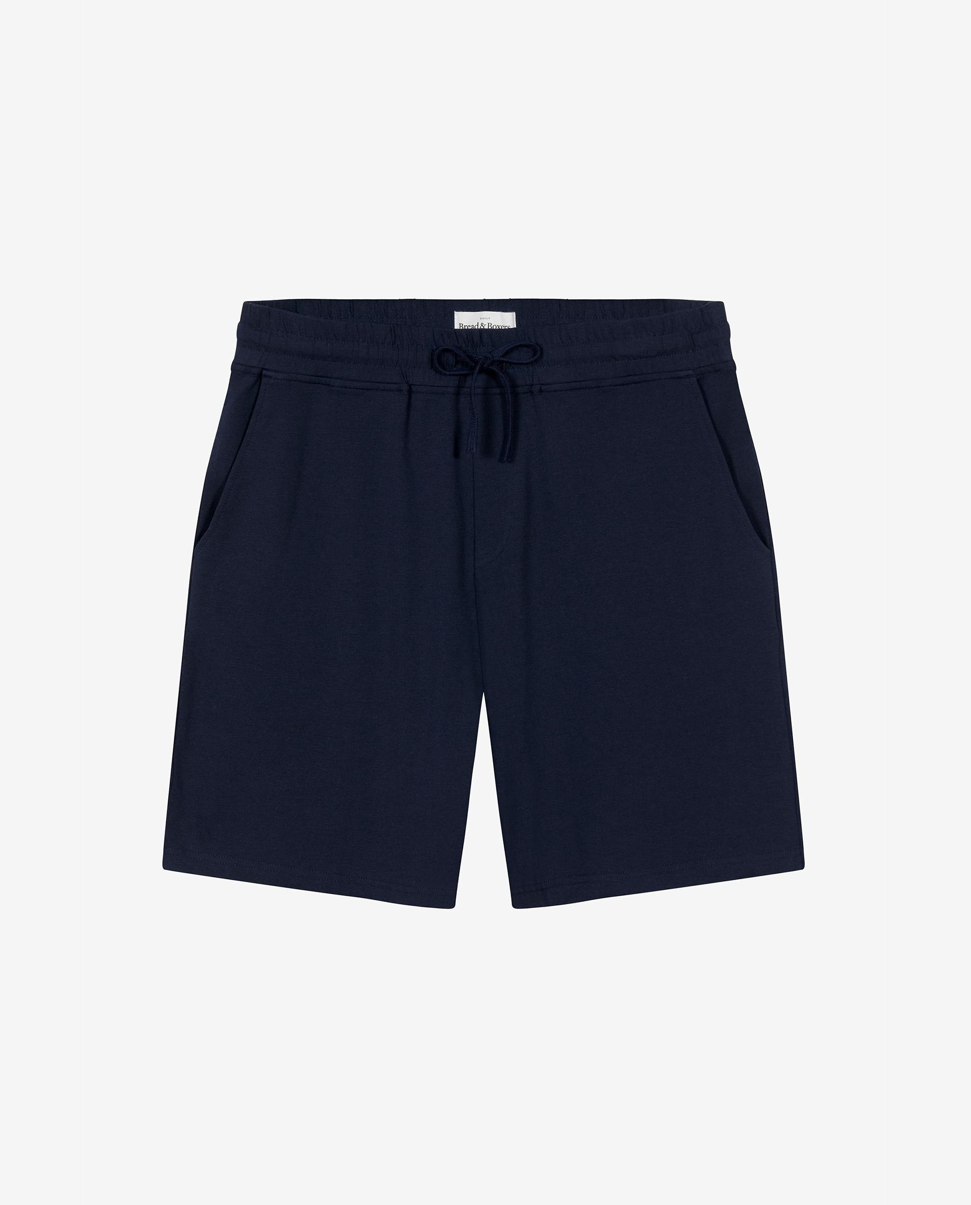 Calças de Pijama Curtas com Cintura Elástica Azul-marinho-4