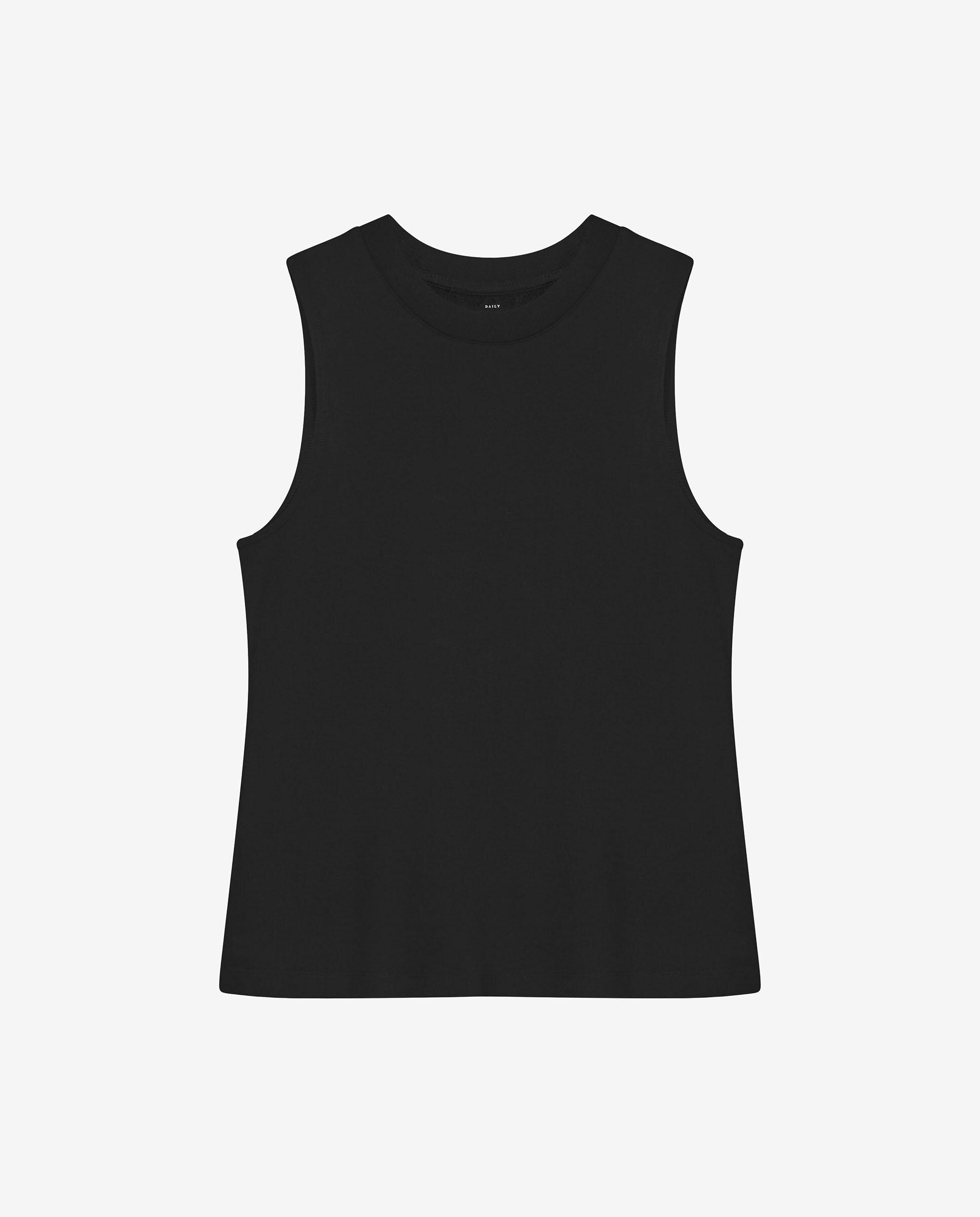 T-shirt Interior Básica Elástica sem Mangas Preto-4