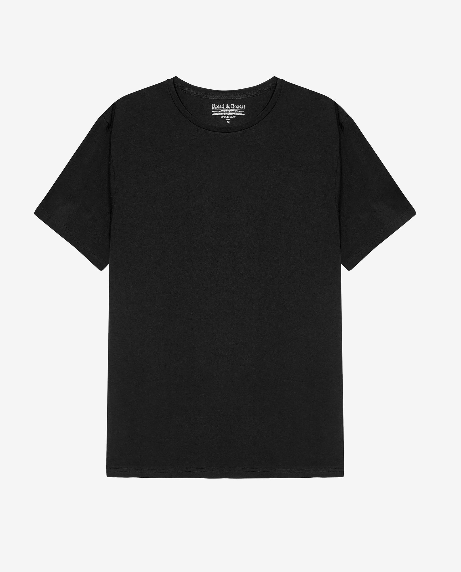 T-shirt de Manga Curta com Gola Redonda Preto-4