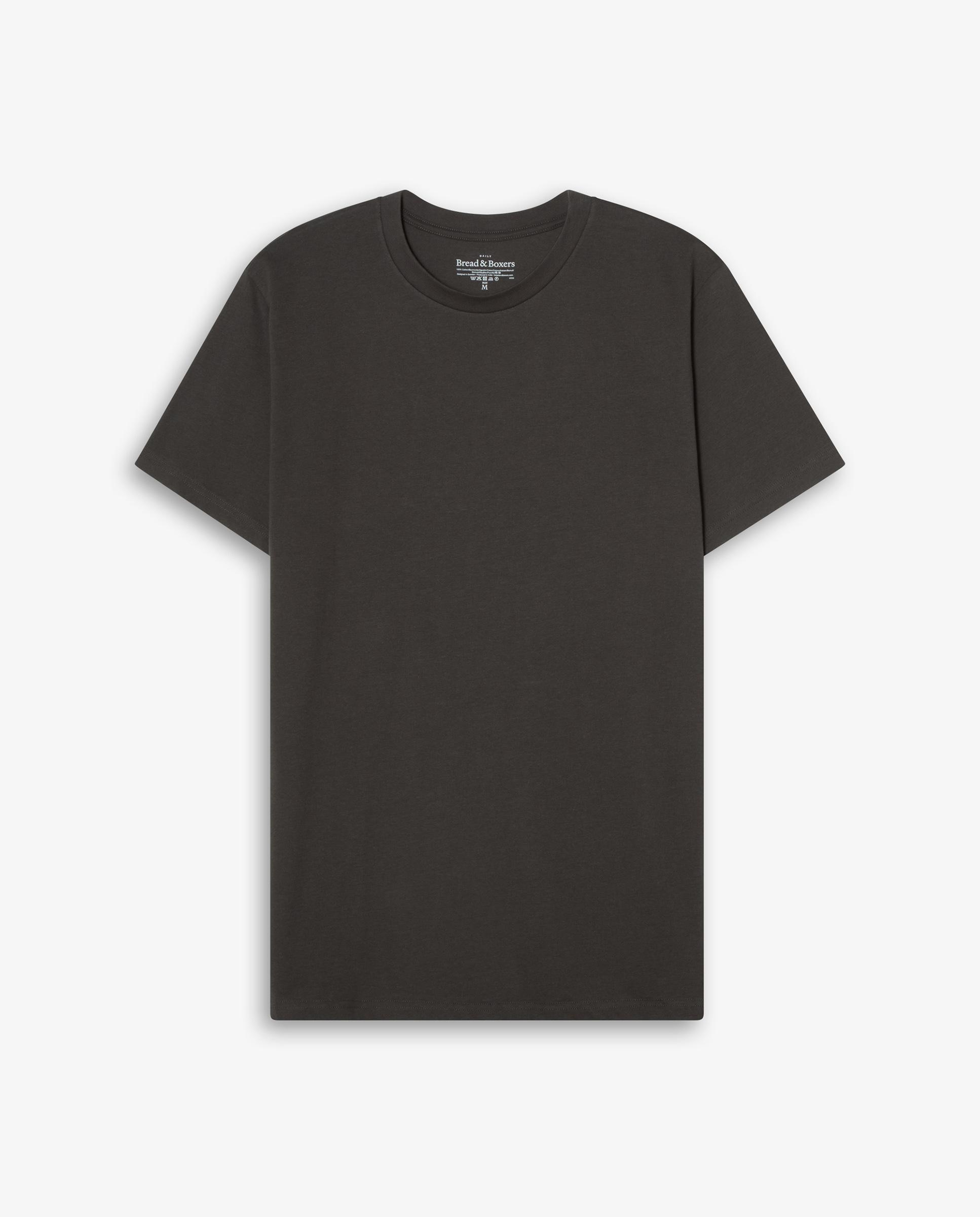 T-shirt com Gola Redonda de Algodão Orgânico Cinzento-escuro-4