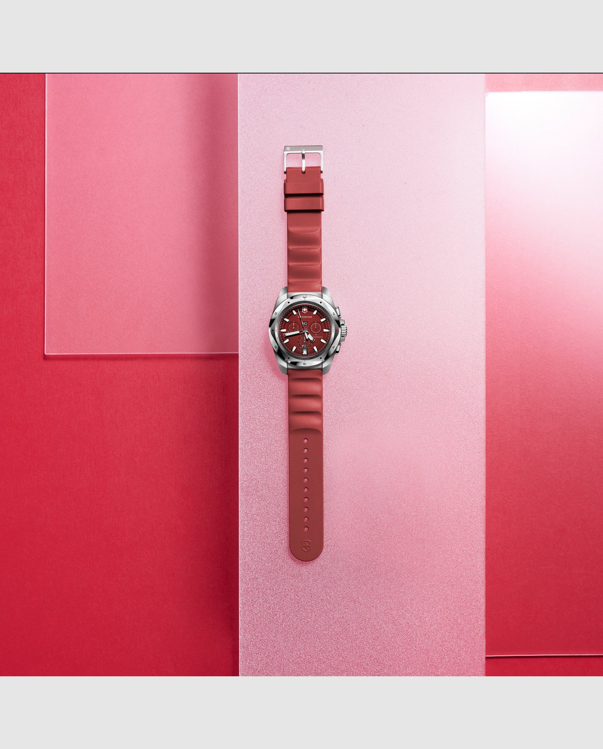 Relógio Analógico Inox V241986 de Borracha e Bracelete Vermelha Vermelho-5