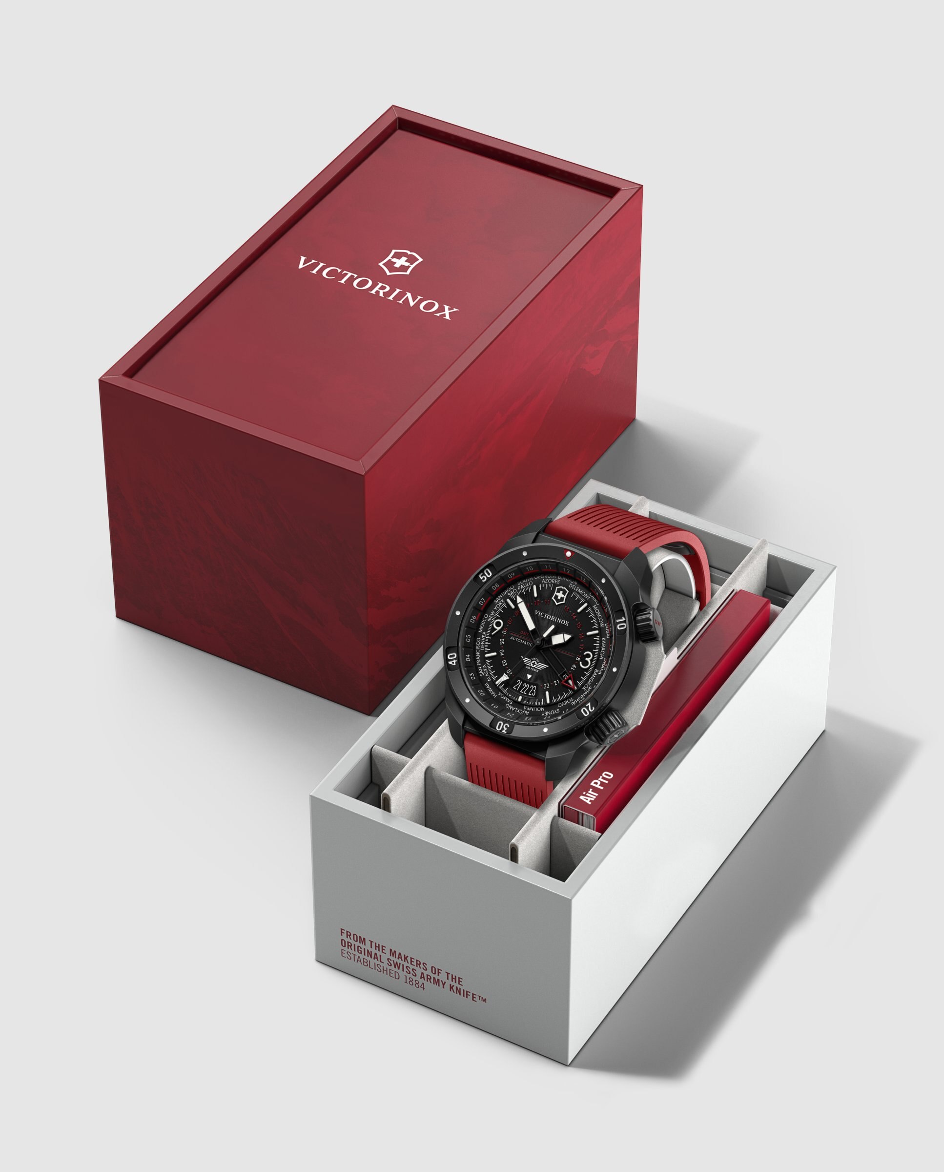 Relógio Automático Air Pro Automatic V242006 de Borracha e Correia Vermelha Preto / Vermelho-5